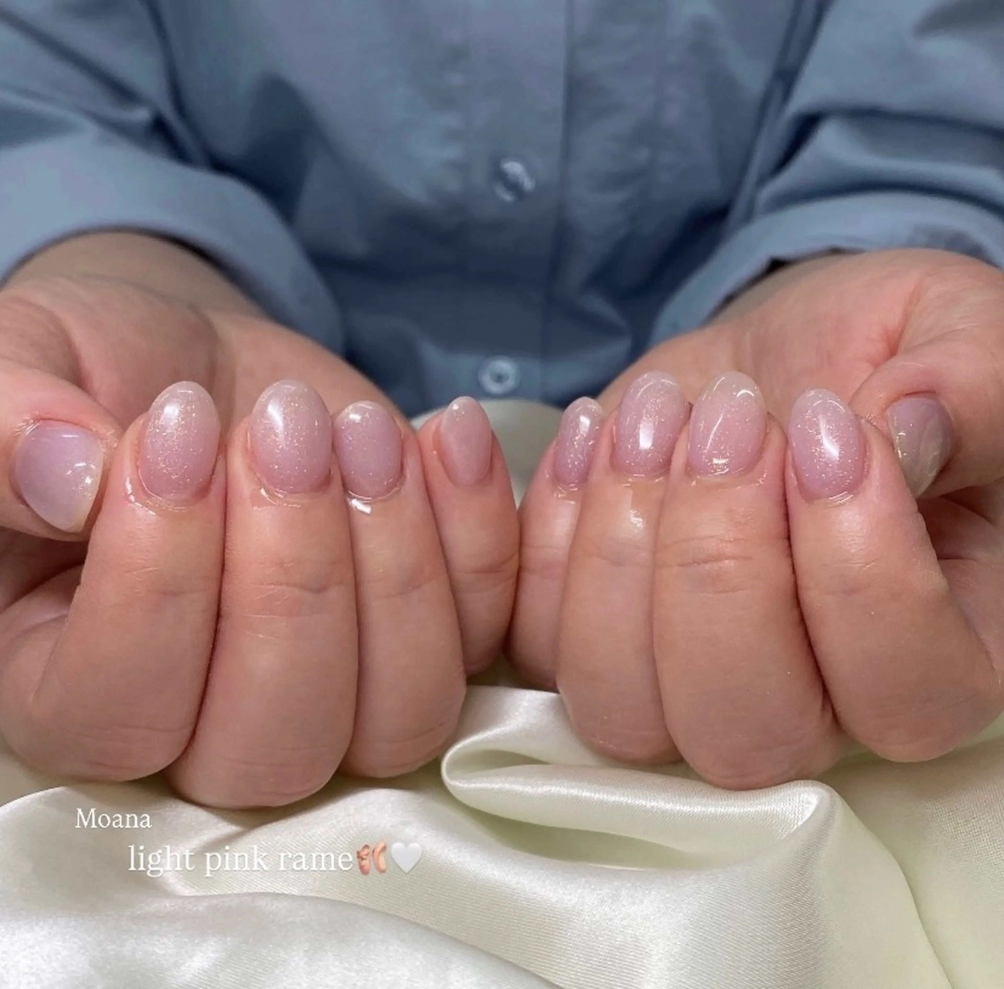 ネイル 韓国ネイル ラメ(グリッター) ワンカラーネイル ピンク 春ネイル ハンドネイル Moana manamiのネイルデザイン