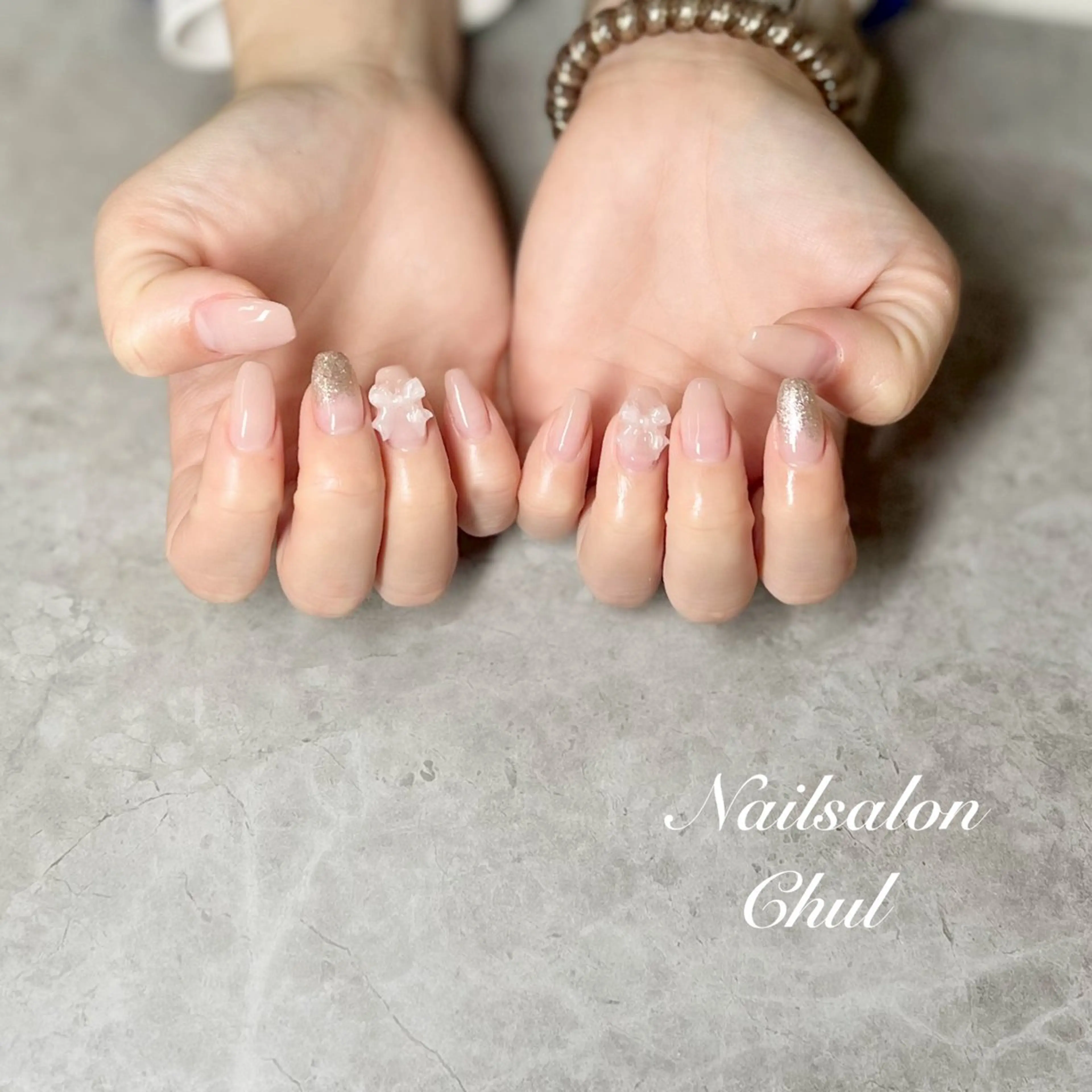 ネイル グラデーション リボン ハンドネイル ネイルサロン チュルのネイルデザイン