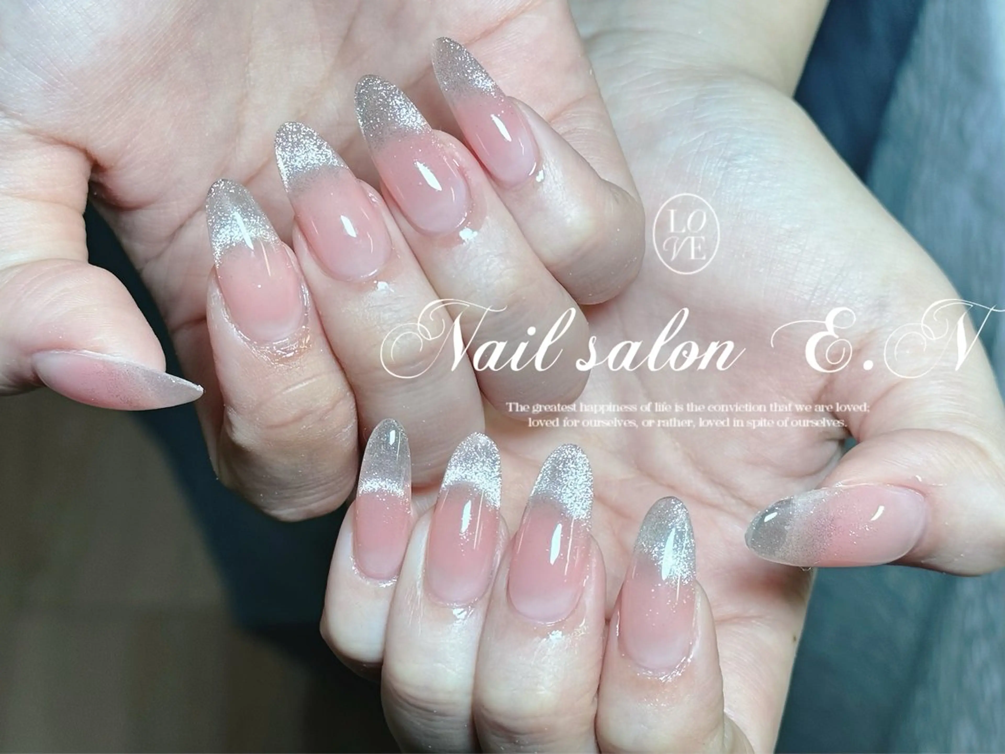 ネイル アートネイル オーロラネイル ガーリー キラキラネイル 韓国ネイル ハンドネイル E.N🦋 長さ出し/持ち込みのネイルデザイン