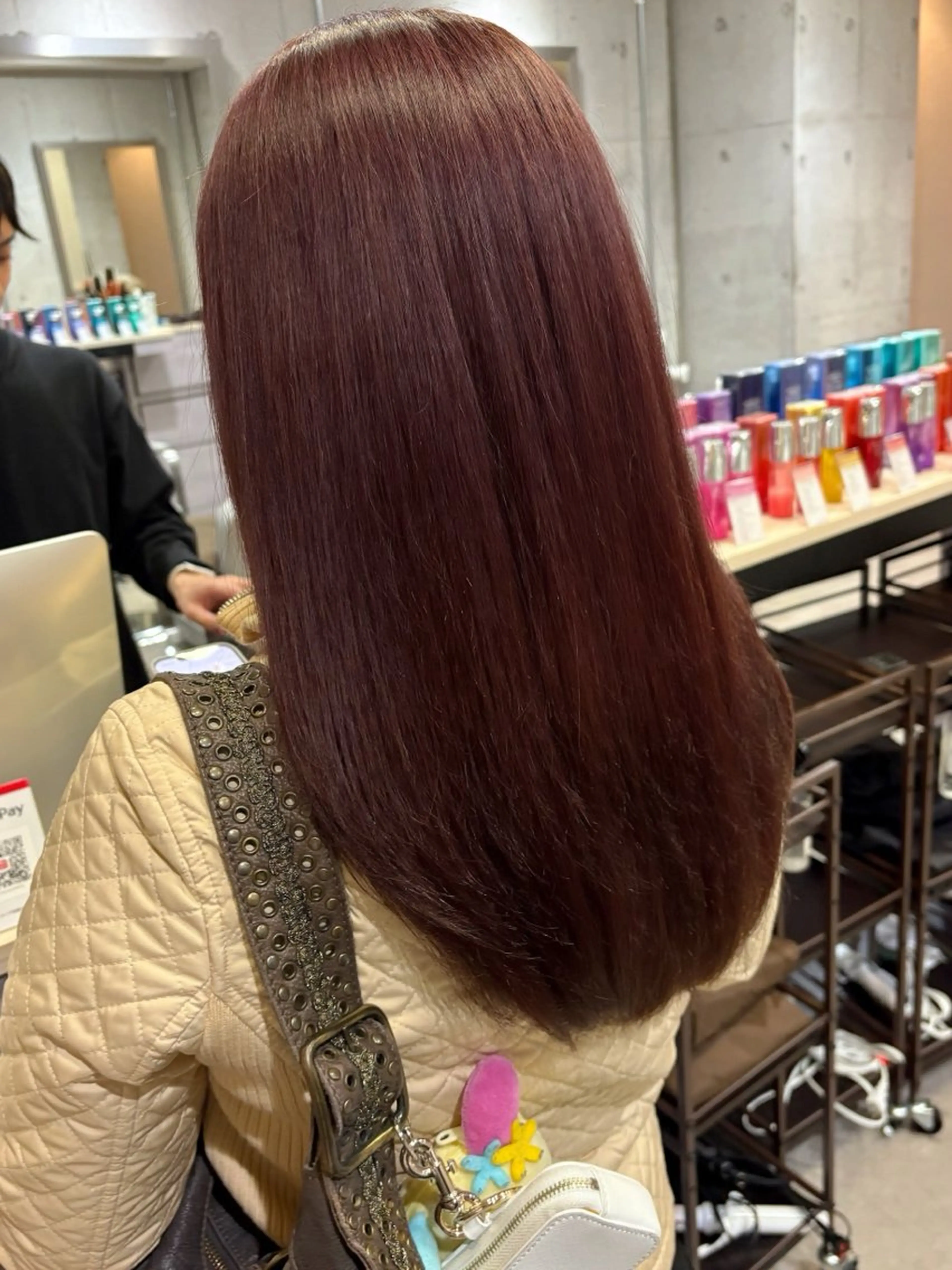 ロング レッドブラウン ヘアカラー トリートメント MASHIRO💎 天神/大名のヘアスタイル