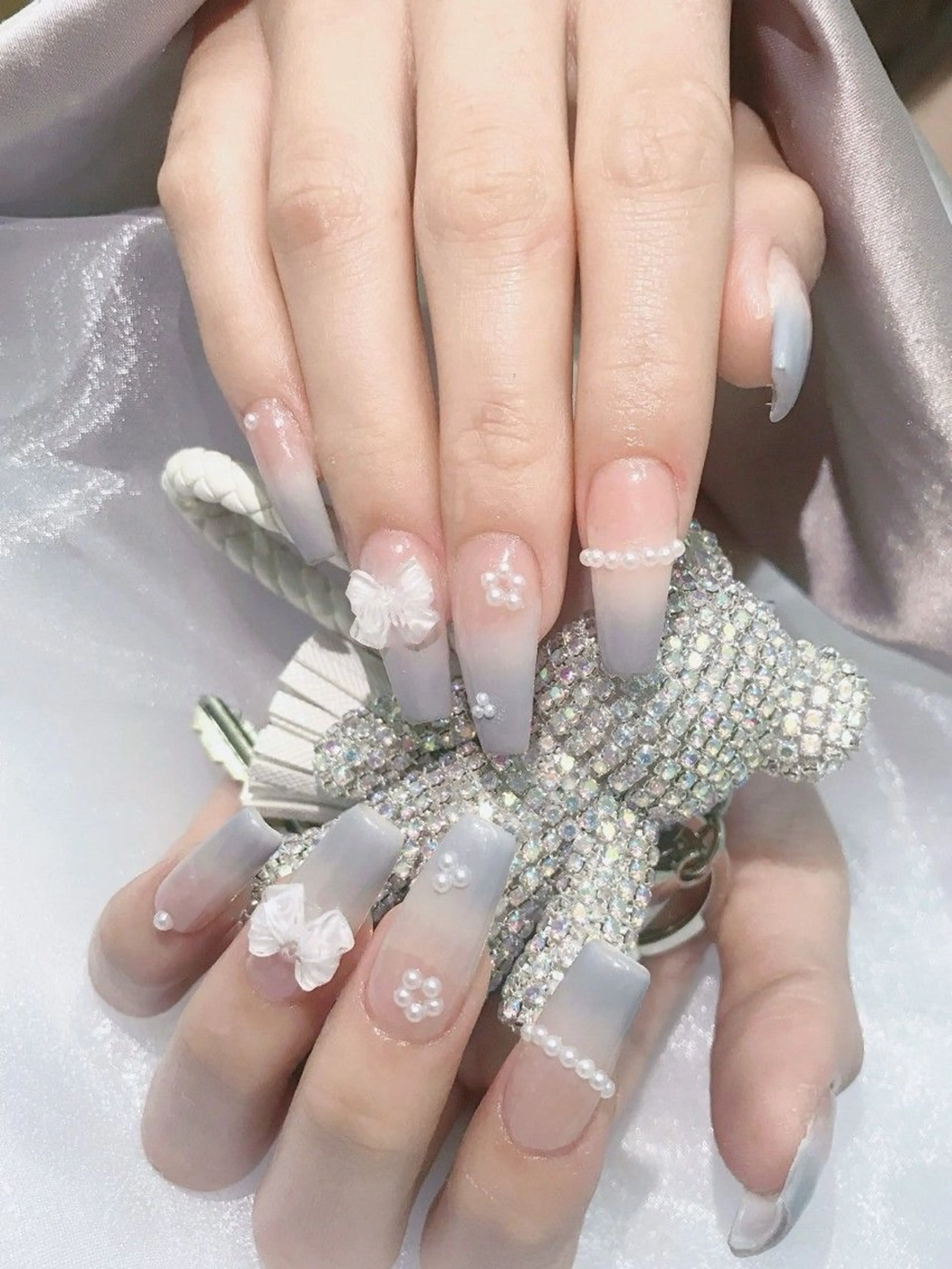 ネイル 長さ出し フレンチネイル グラデーション 卒業式 マグネットネイル Sora nail 長さ出し専門店のネイルデザイン