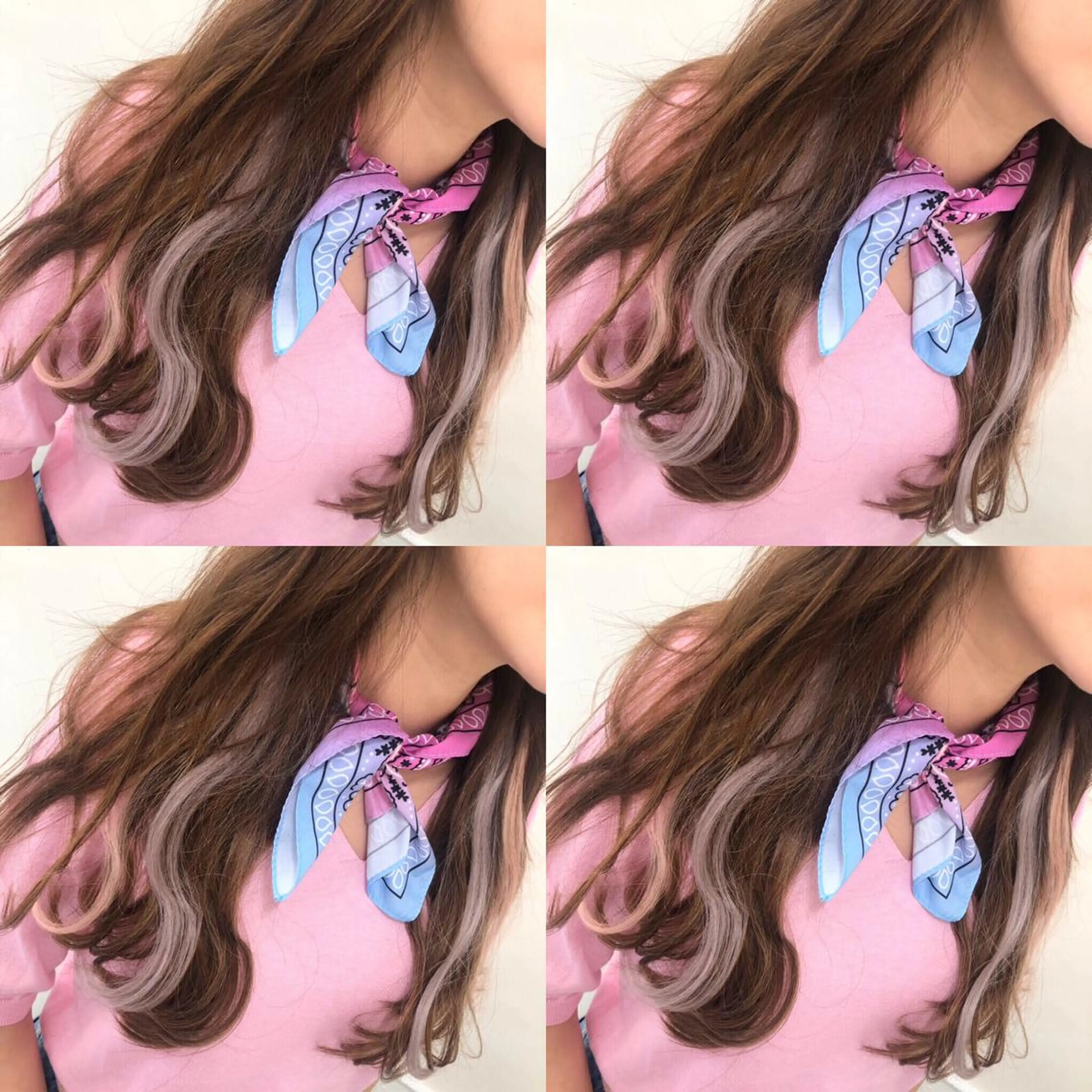 ロング カラー インナーカラー エクステ エクステ ハイトーン 💭黒崎ハルカのヘアスタイル