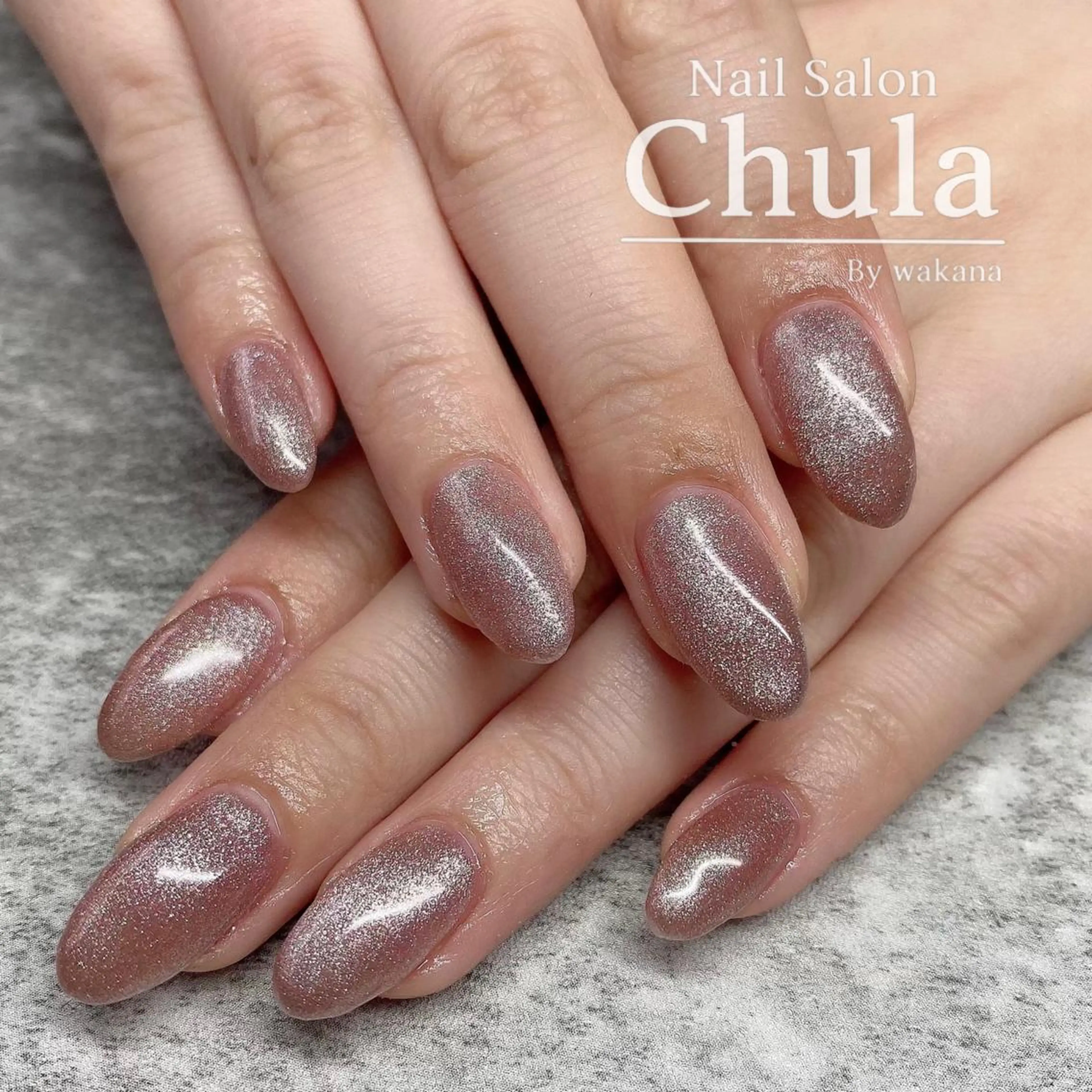 ネイル マグネットネイル オフィスネイル ワンカラーネイル ピンク シンプルネイル ハンドネイル Nailsalon Chulaのネイルデザイン