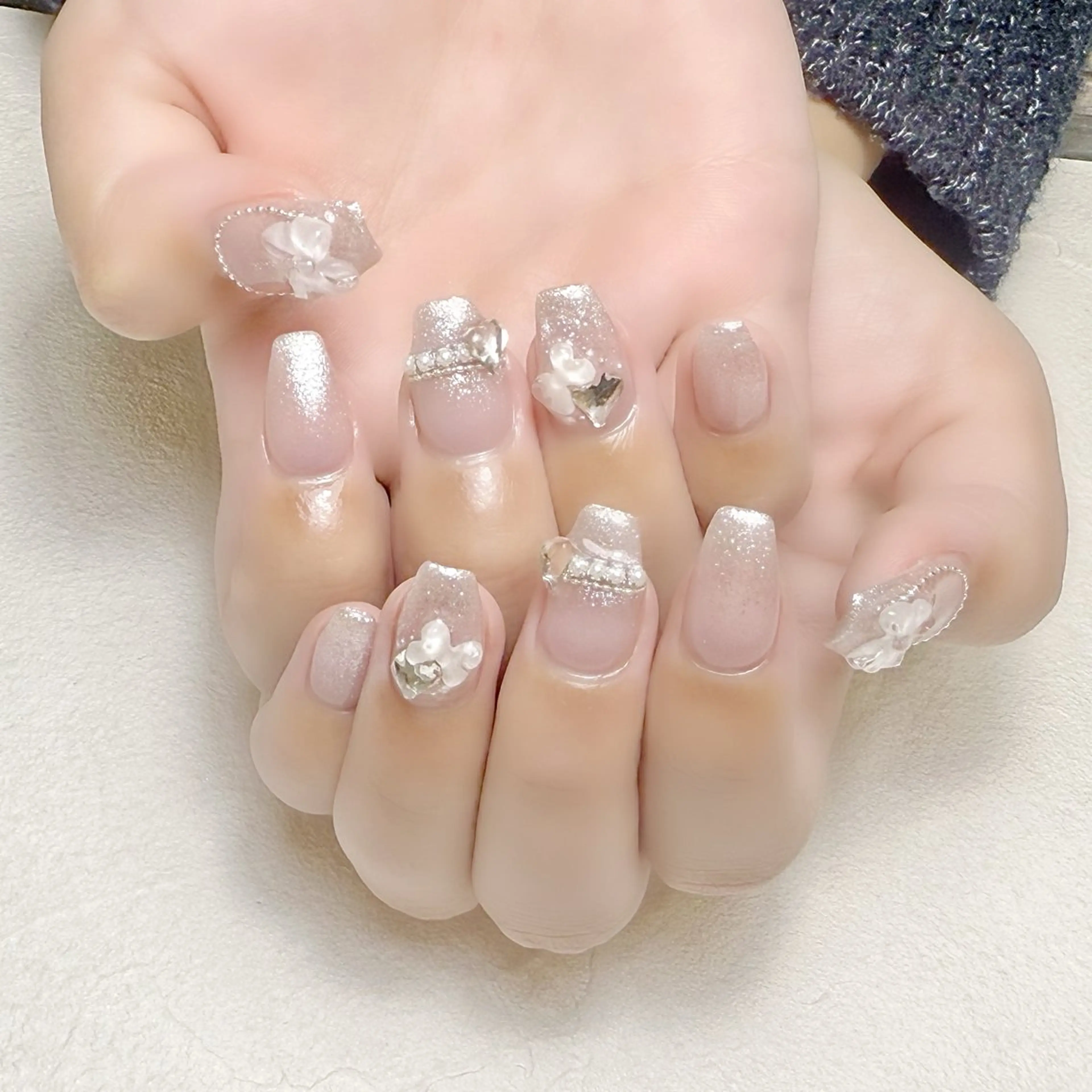 ネイル グラデーション ラメ(グリッター) リボン 夏ネイル rouse nail RISATOのネイルデザイン