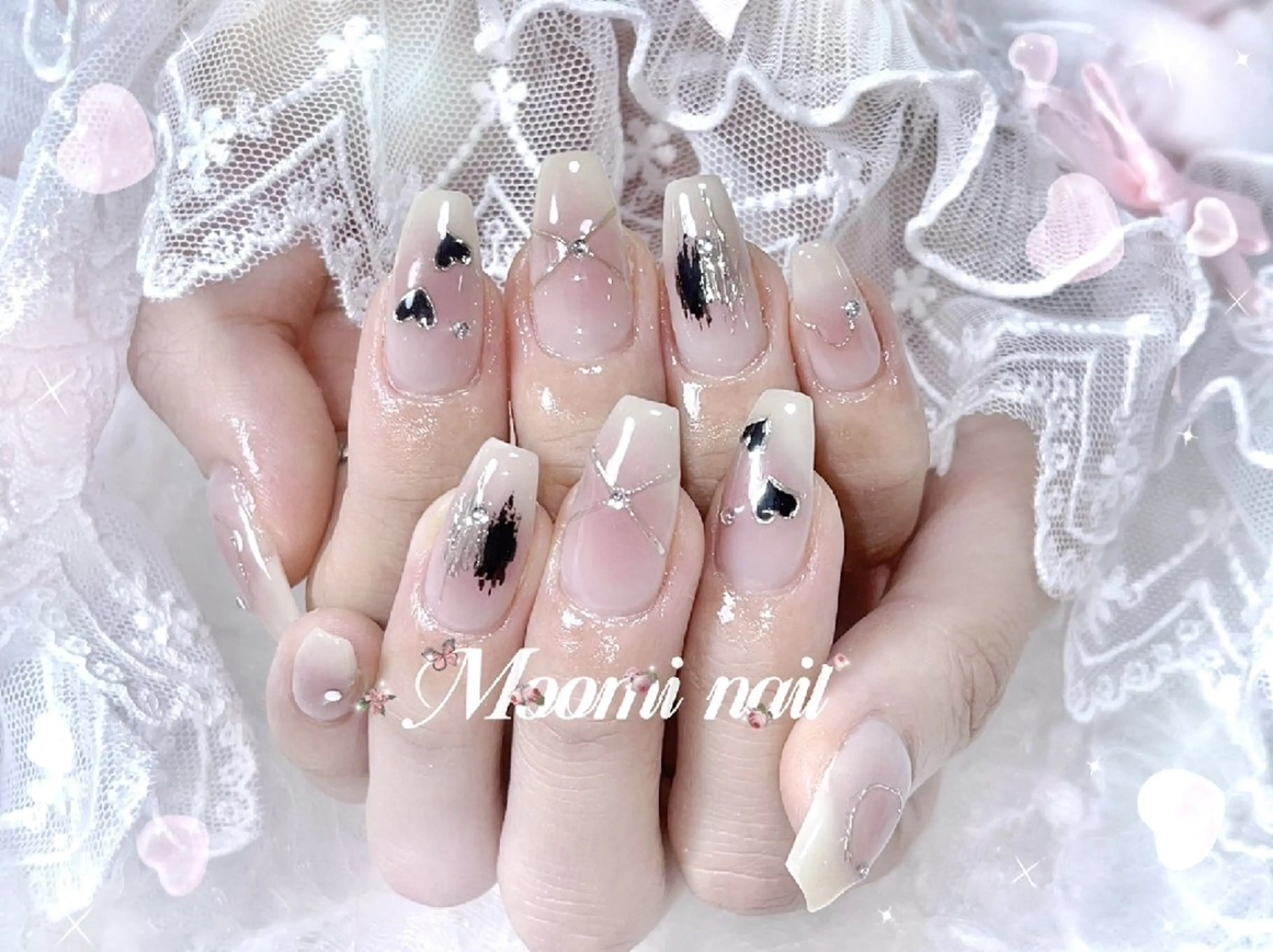 ネイル アートネイル 成人式 長さ出し フットネイル フレンチネイル moomi nail スカルプ専門のネイルデザイン