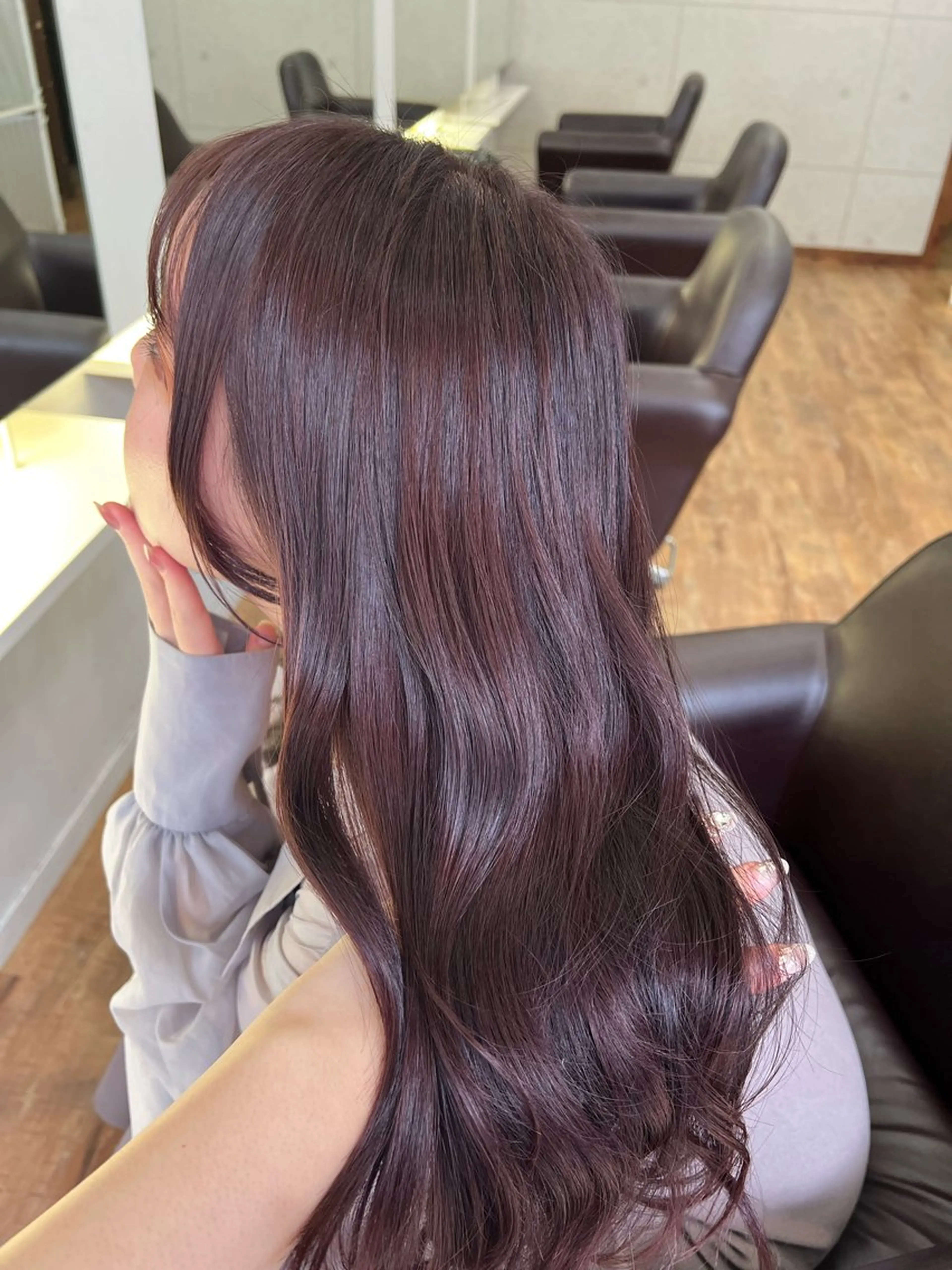 ロング カラー ブリーチ ブラウンカラー カシス ココアブラウン ラベンダーカラー 韓国ヘア ♡tomimaのヘアスタイル