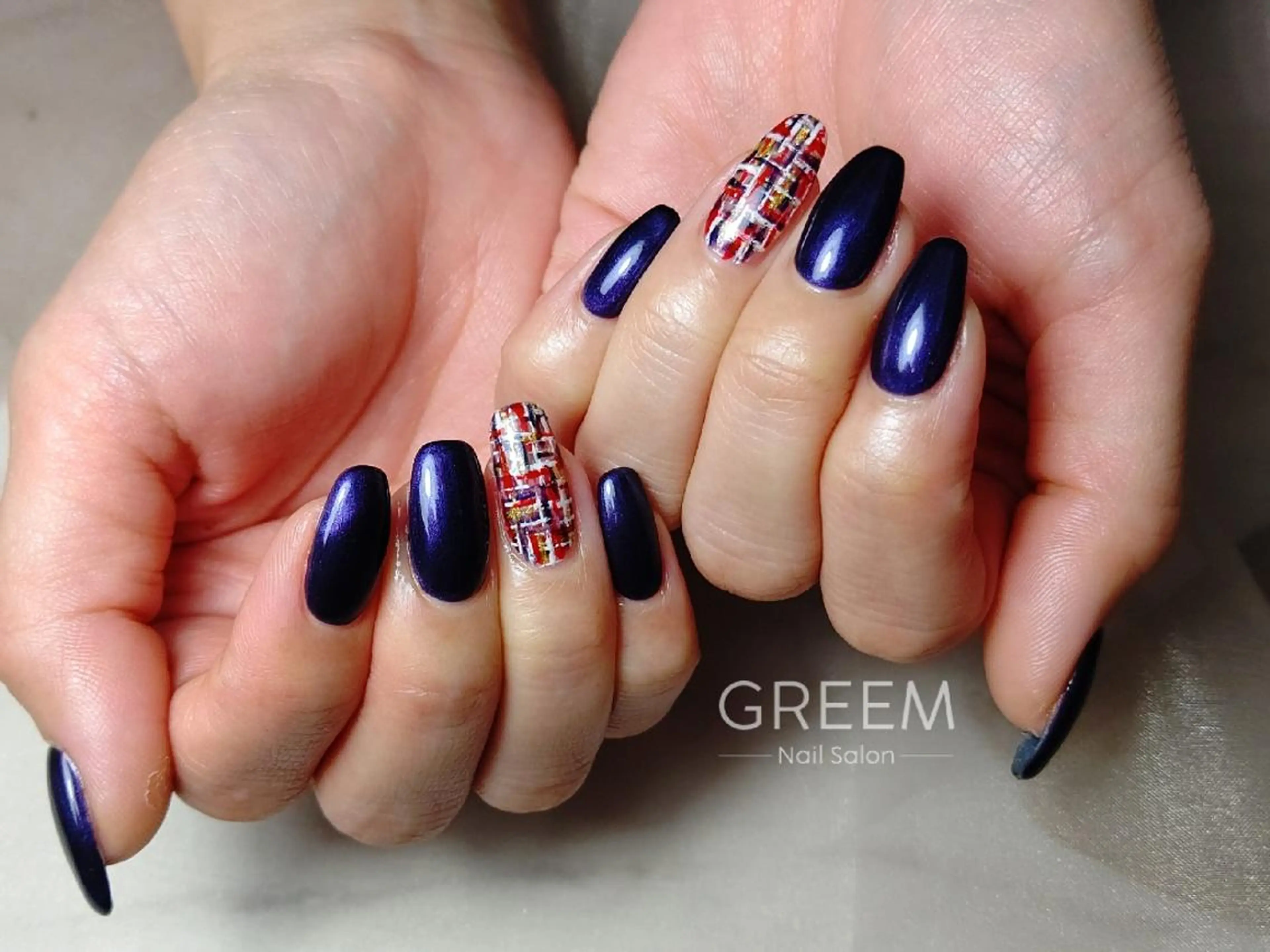 ネイル マグネットネイル ツイードネイル 冬ネイル GREEM グリームのネイルデザイン