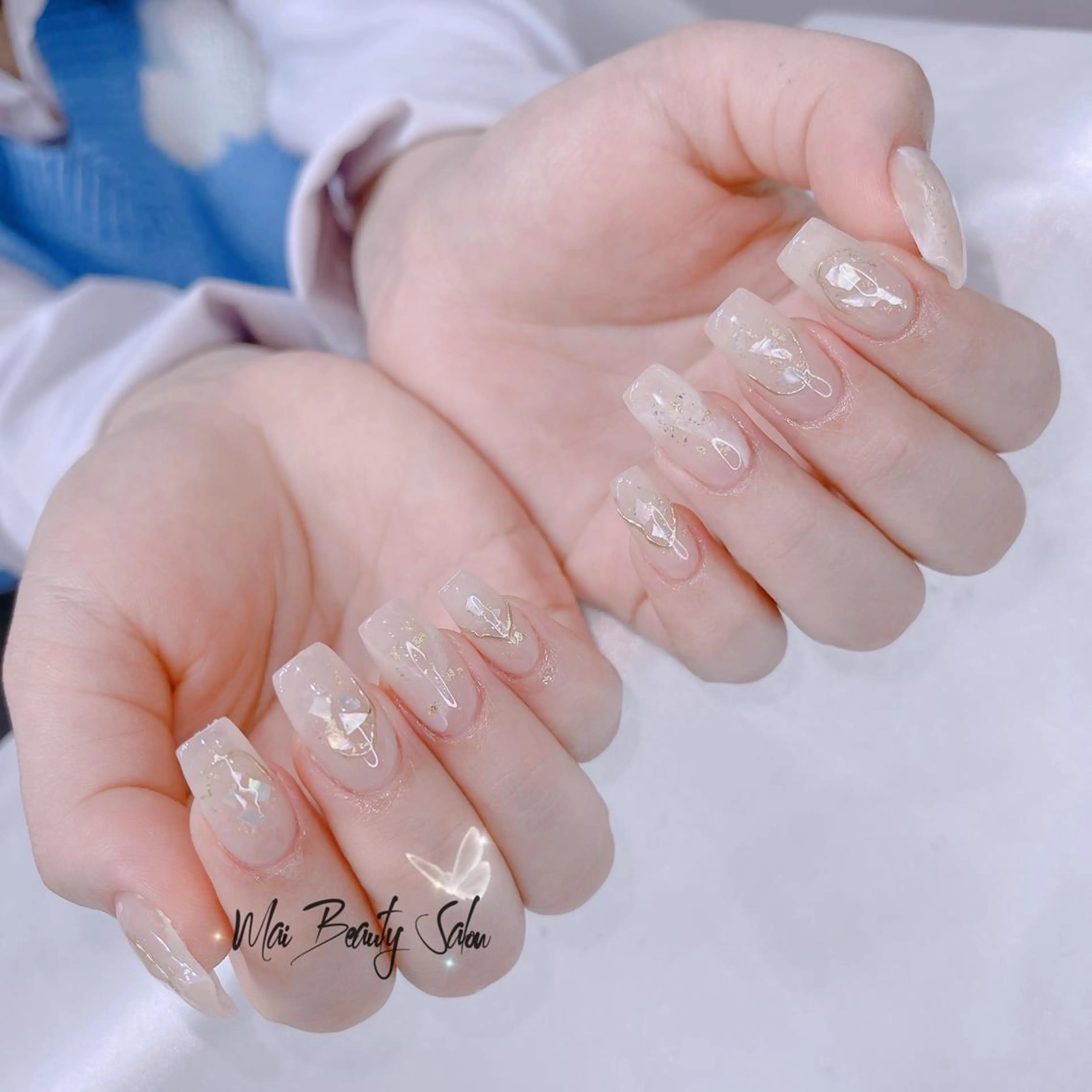 ネイル オーロラネイル 長さ出し フラッシュネイル フレンチネイル ジェルネイル MaiBeauty dodoのネイルデザイン