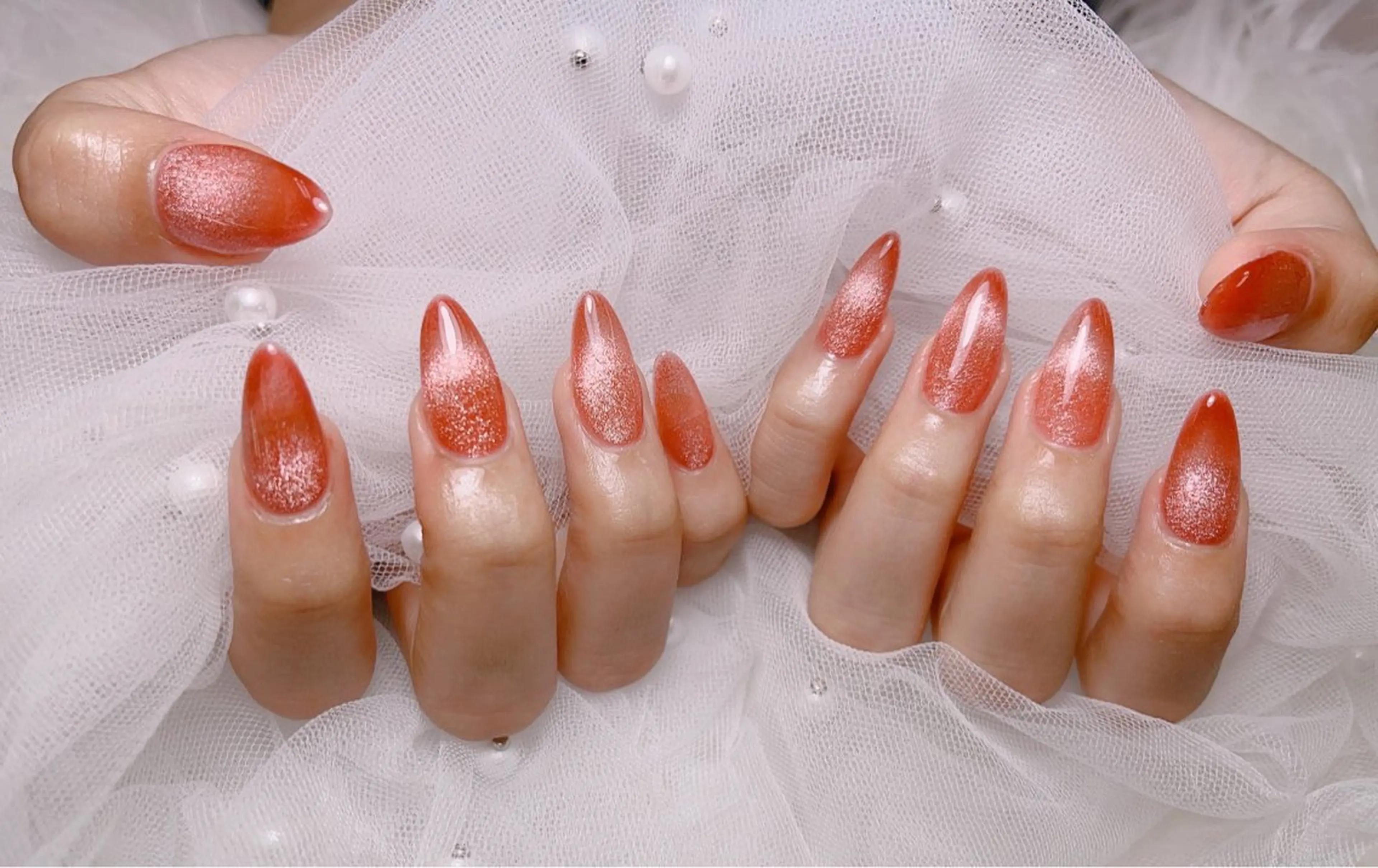 💗チップ長さだし➕Cateye gel 人気マグネットネイルorフラッシュネイルの写真