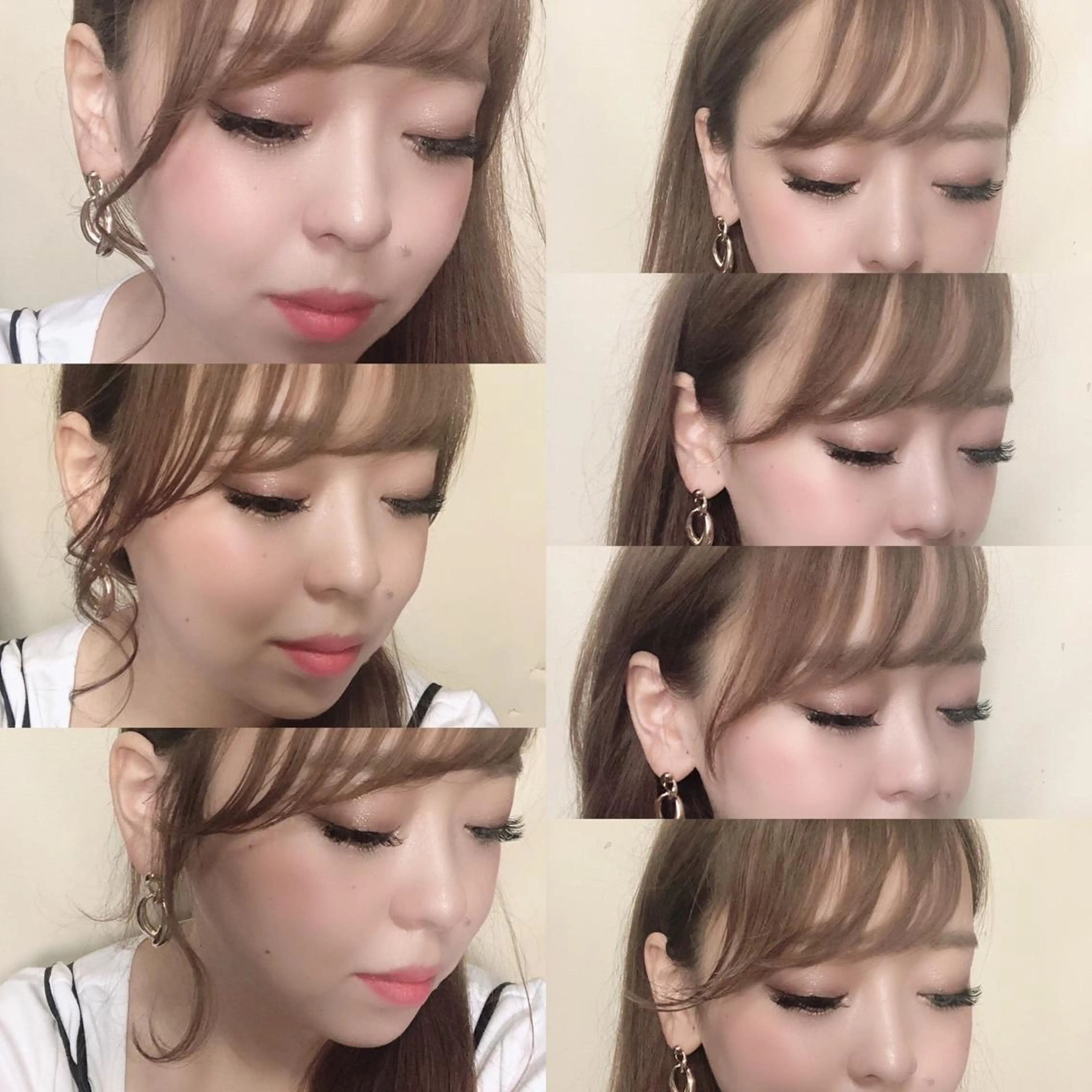 ミディアム カラー ヘアアレンジ アッシュ バレイヤージュ ベージュカラー ブリーチ ブルーカラー 大久保 真希のヘアスタイル