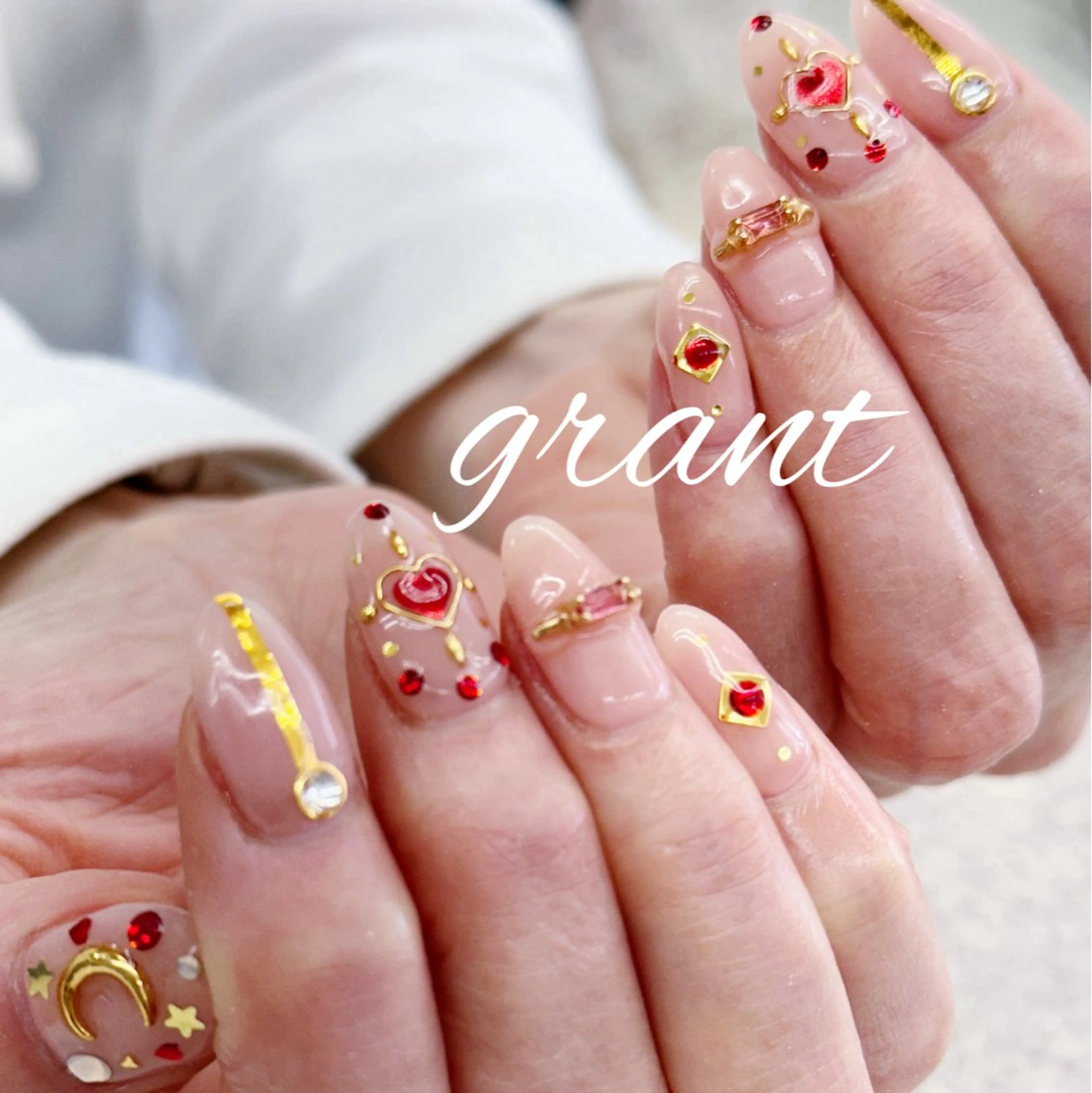 ネイル ストーンネイル ハンドネイル nailsalon grantのネイルデザイン
