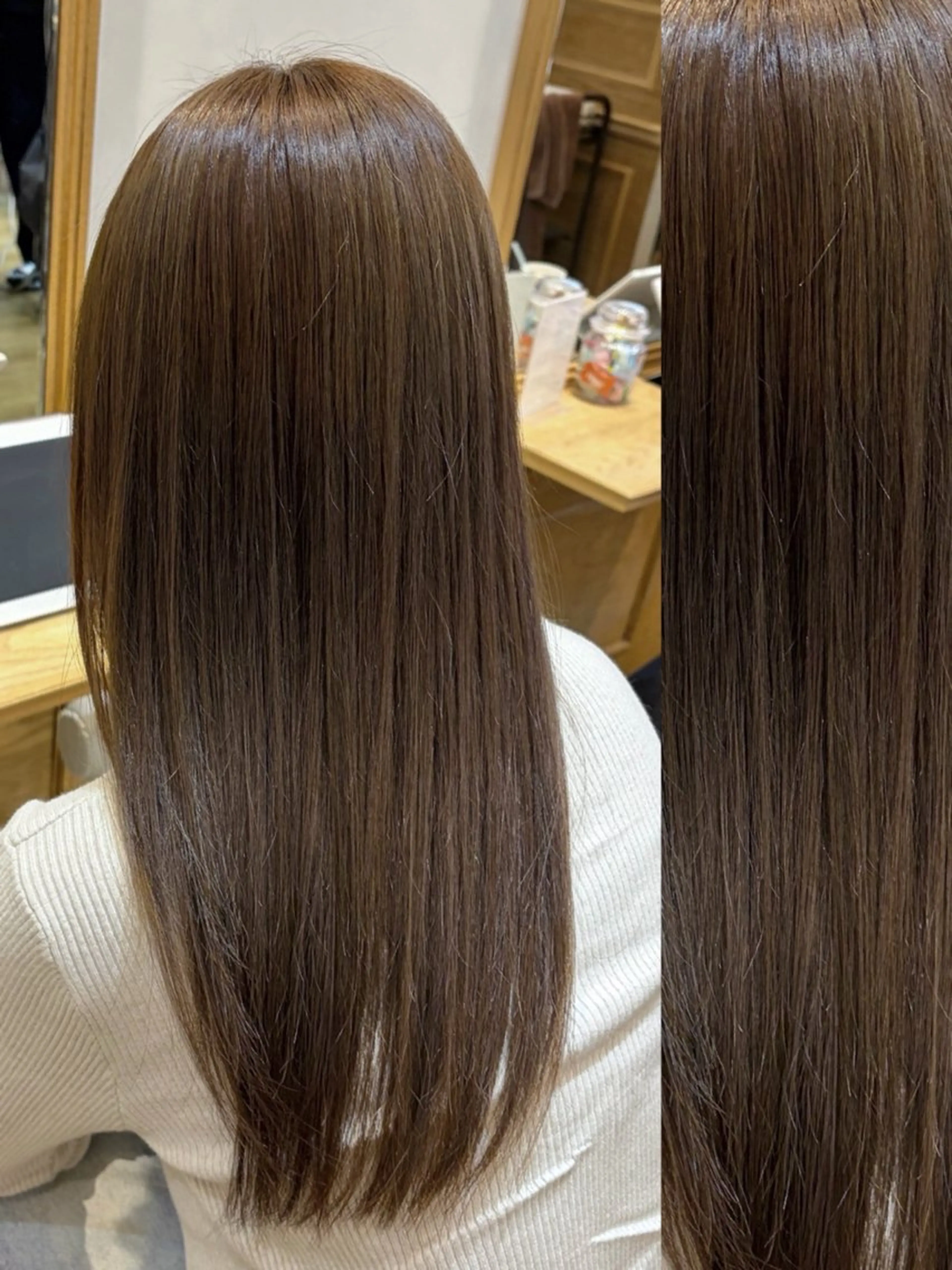 ロング カラー アッシュ アッシュブラウン ベージュカラー ブリーチ ブラウンカラー ヘアカラー トリートメント 👑髪質改善wカラー /ハイトーン/アユカのヘアスタイル
