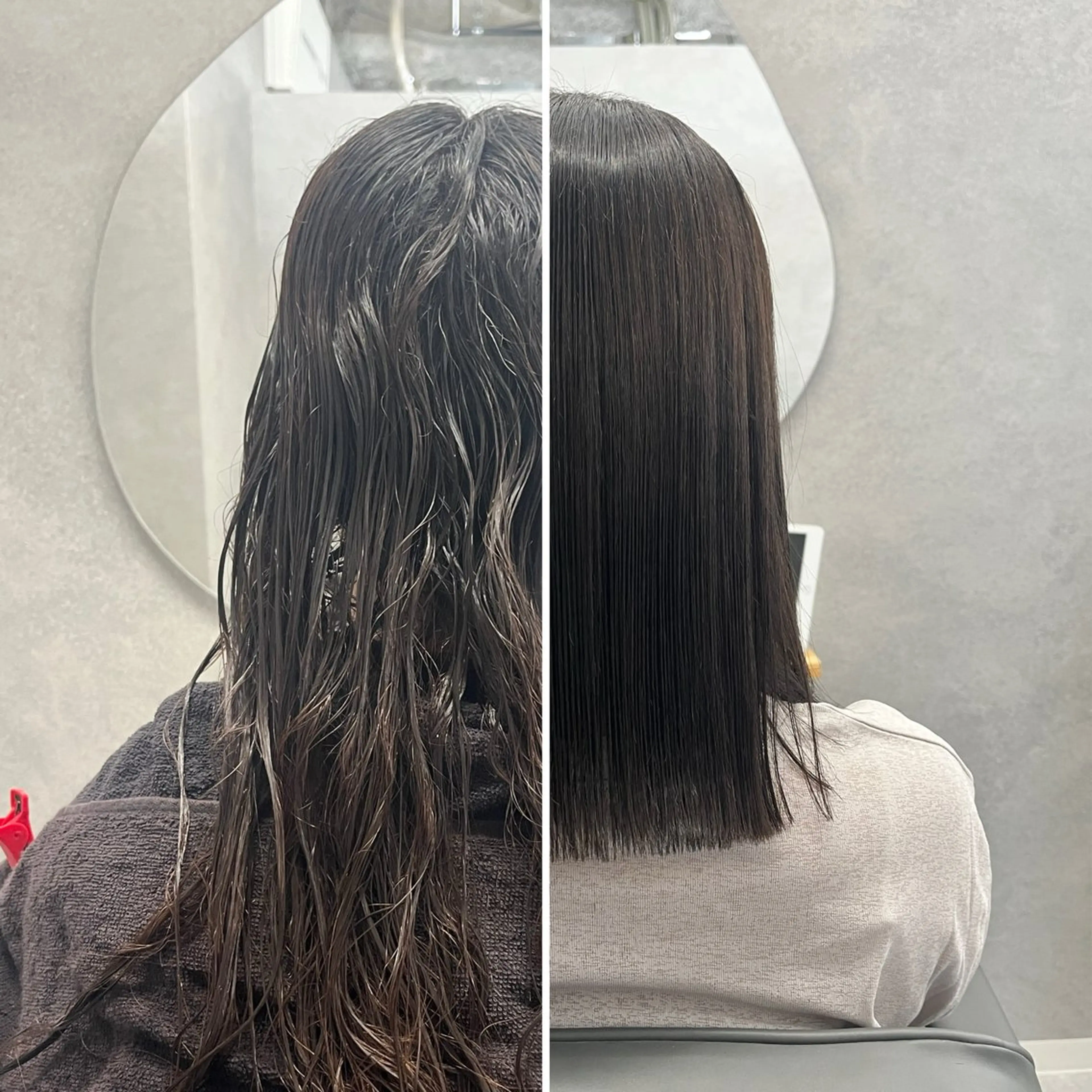 ミディアム ボブ 髪質改善 縮毛矯正 透明感カラー/レイヤ ー/顔まわり/辻部のヘアスタイル