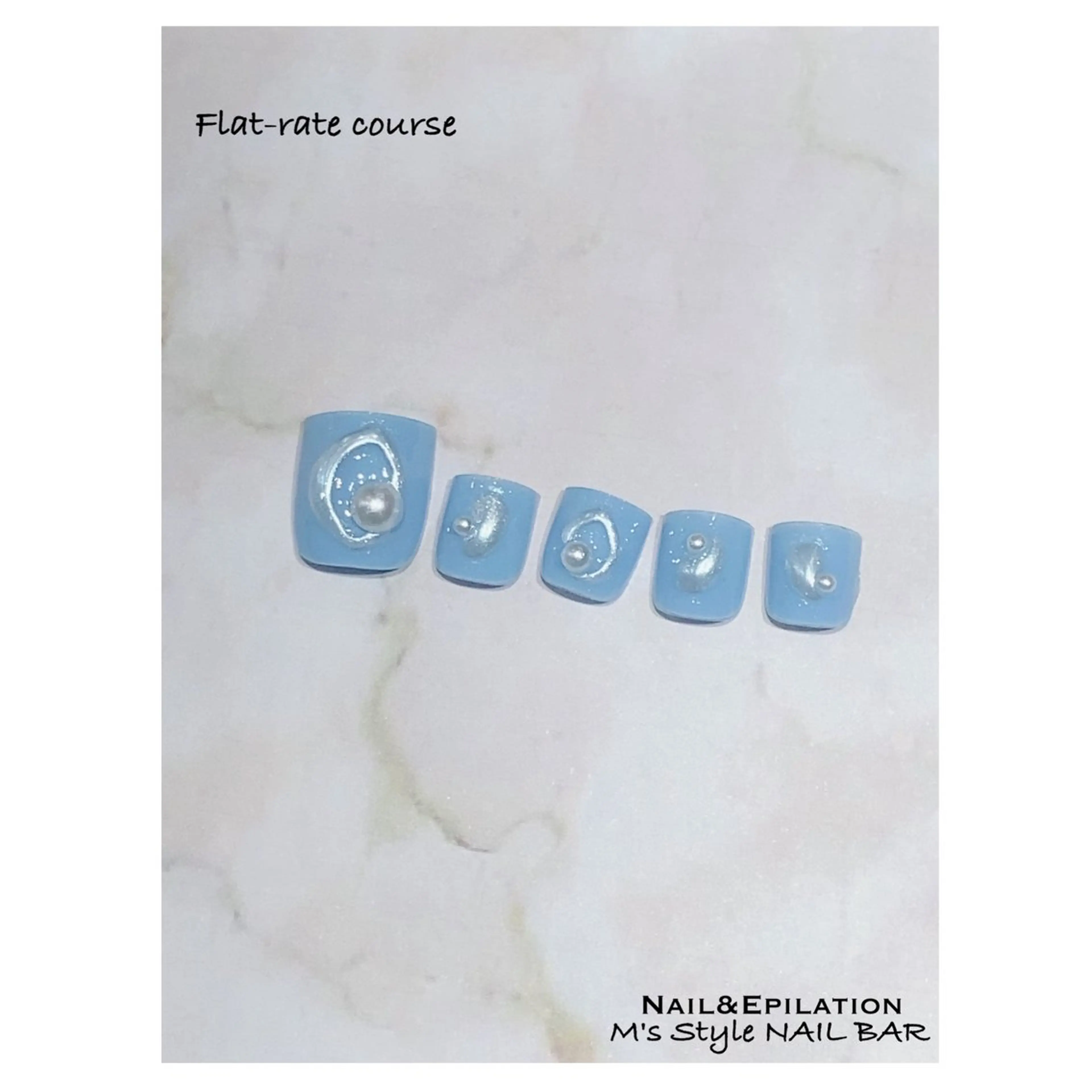 ネイル ブルー 成人式 フットネイル フレンチネイル ジェルネイル フットネイル M's Style NAIL BARのネイルデザイン