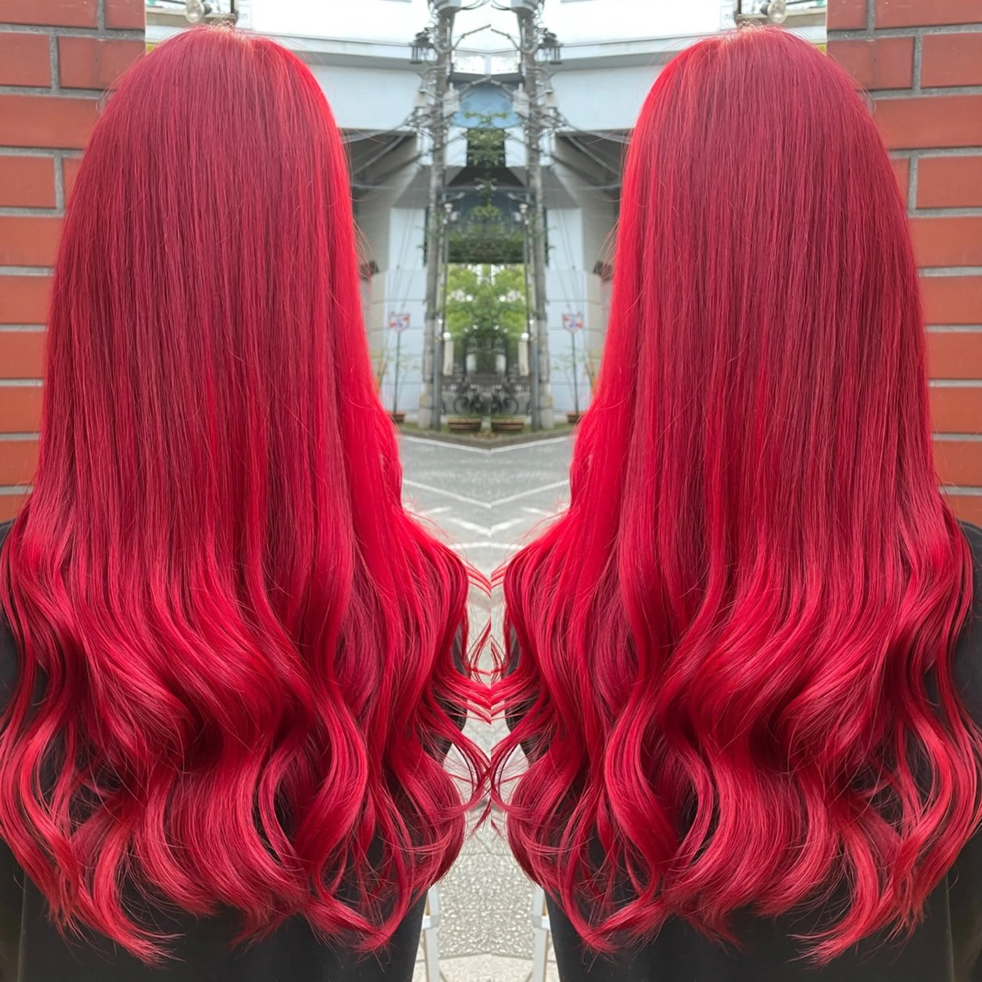 ロング カラー レッドカラー トリートメント 👑派手髪/カット 👑ANRYのヘアスタイル