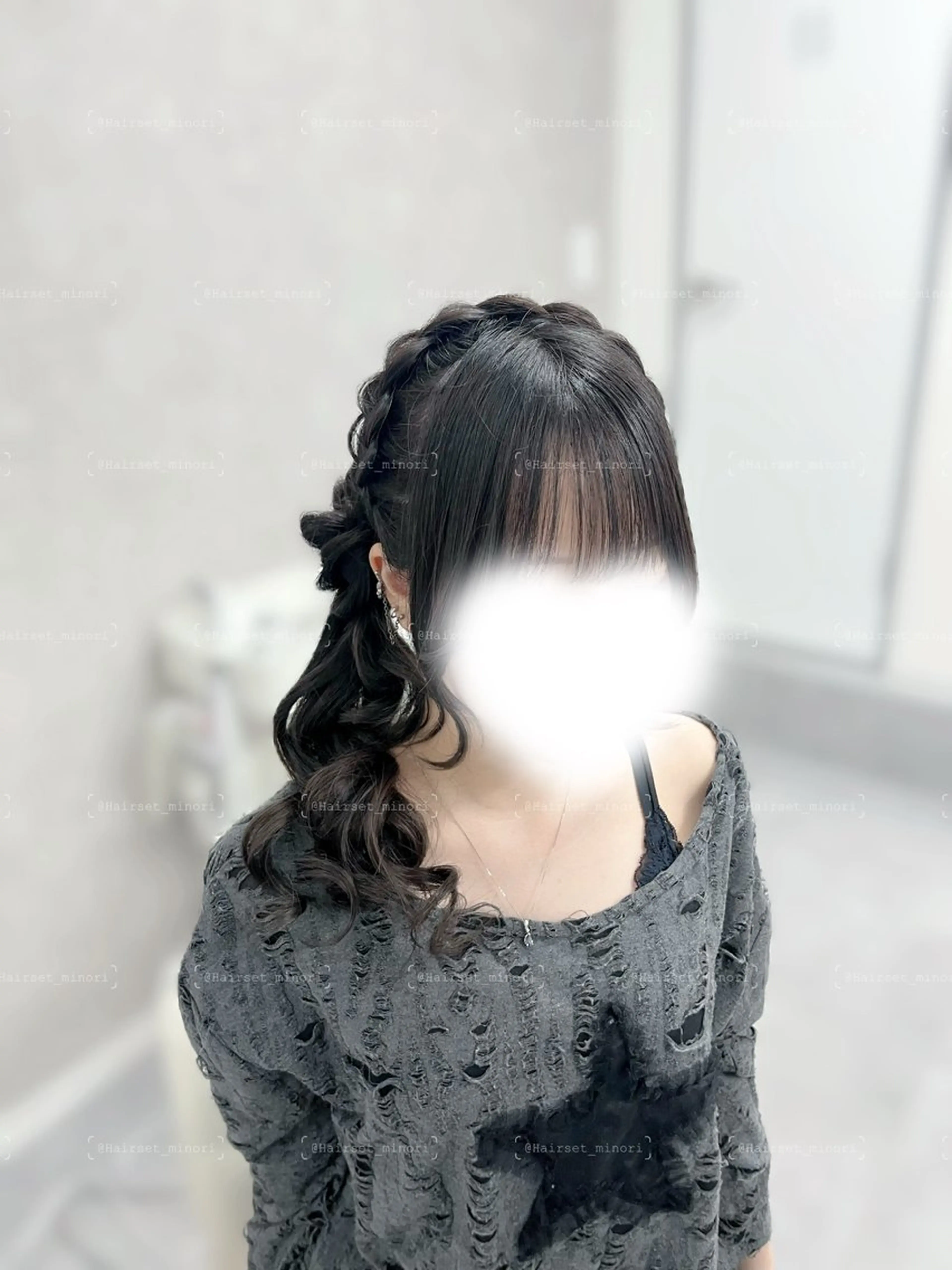 セミロング ヘアアレンジ お団子ヘア ヘアセット Hairset minoriのヘアスタイル