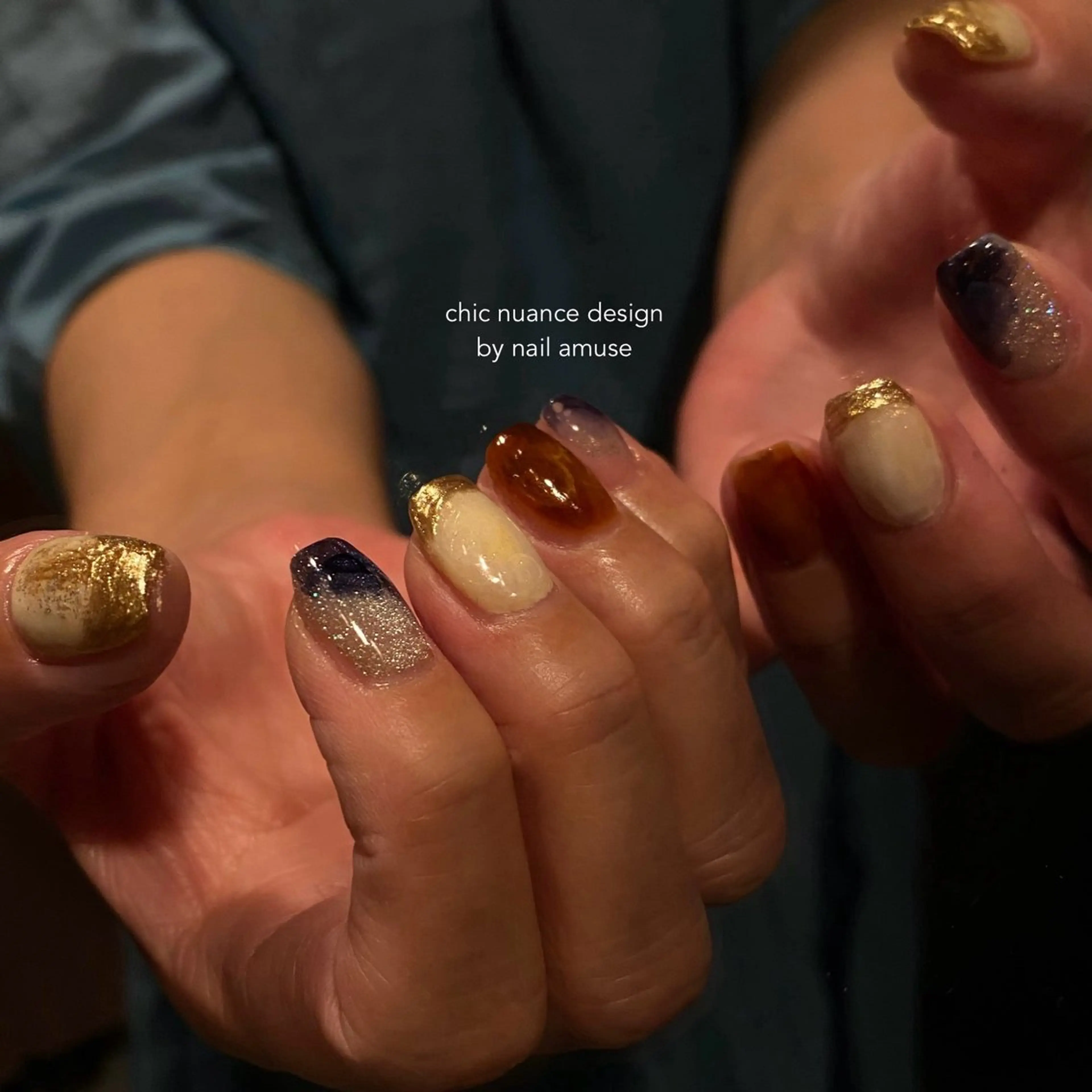 ネイル マグネットネイル ミラーネイル ニュアンスネイル ハンドネイル amuse ニュアンス/個性派のネイルデザイン