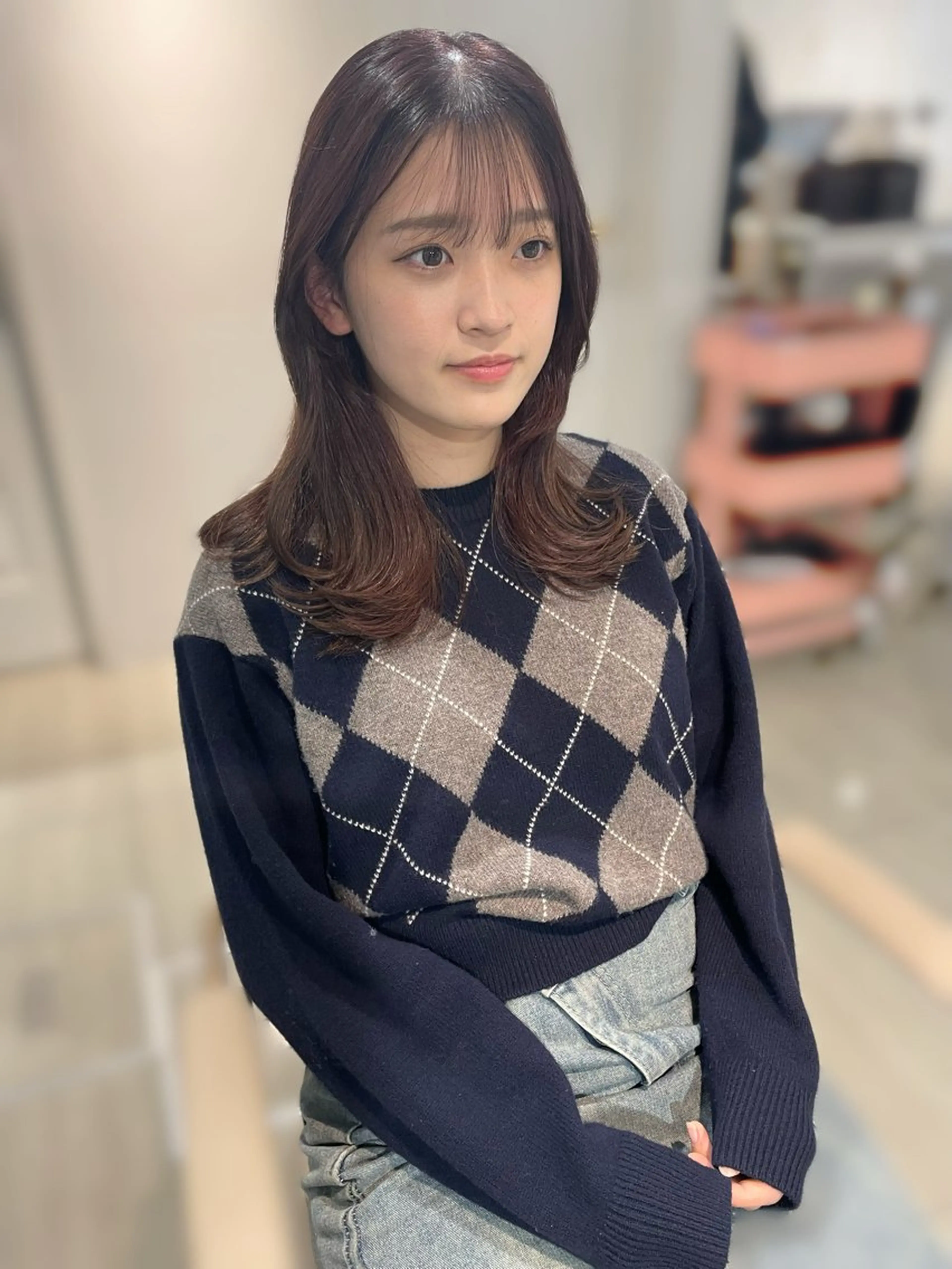 セミロング カット ヘアカラー トリートメント 梅田縮毛矯正◻︎髪質 改善◻︎細見　了眞のヘアスタイル