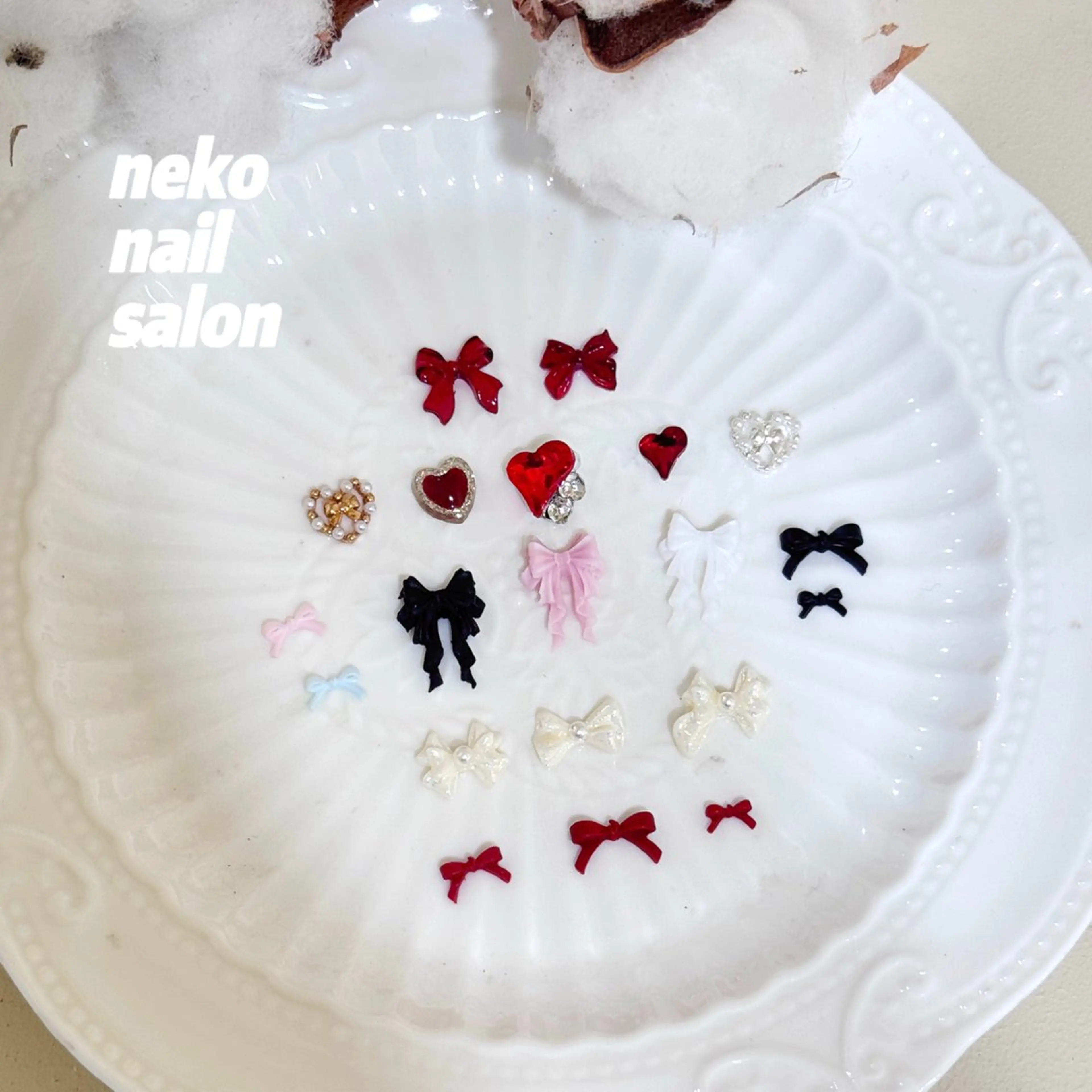 ネイル ハート リボン バレンタイン ハンドネイル neko nailのネイルデザイン