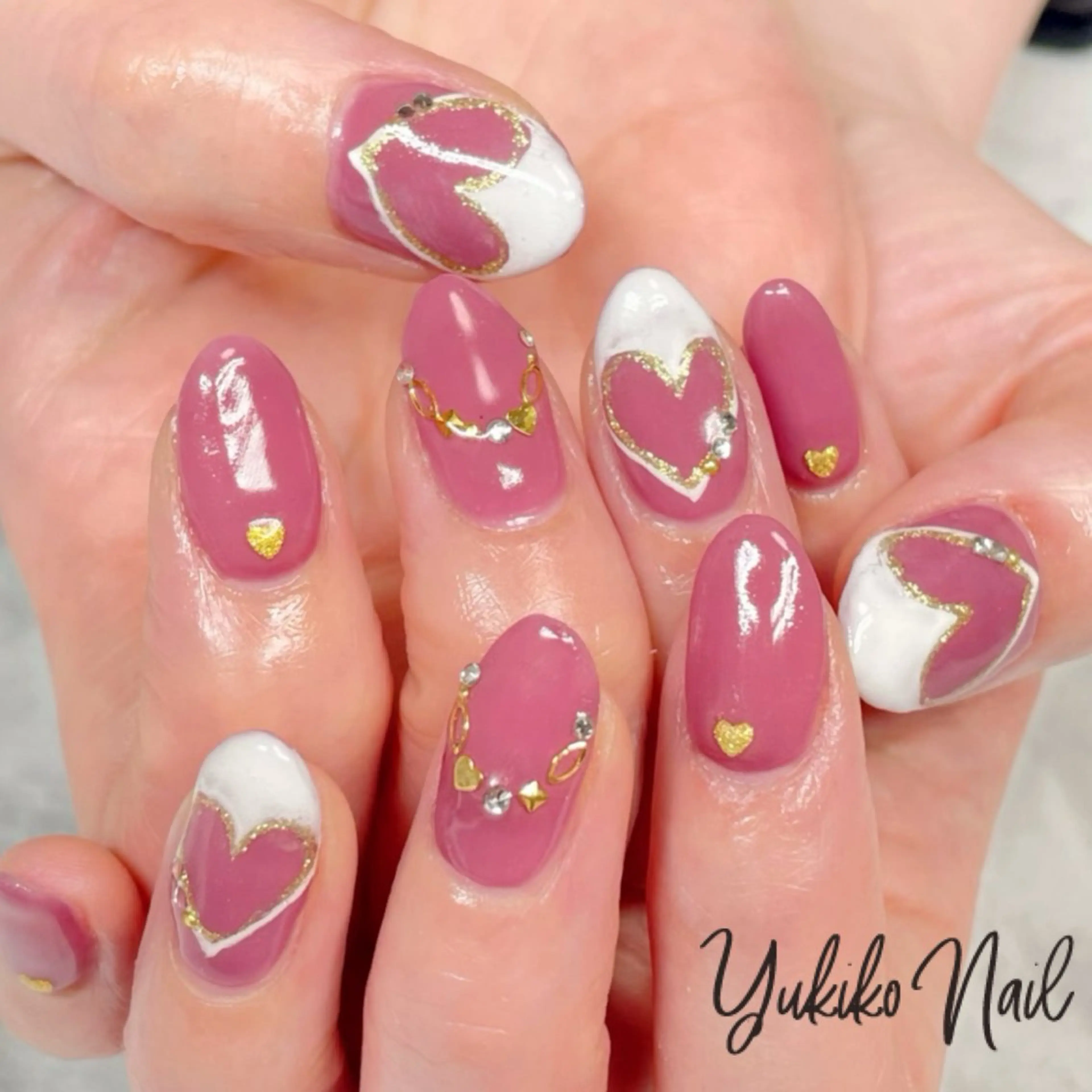 ネイル フレンチネイル ハート ハンドネイル ユキコ ネイルのネイルデザイン