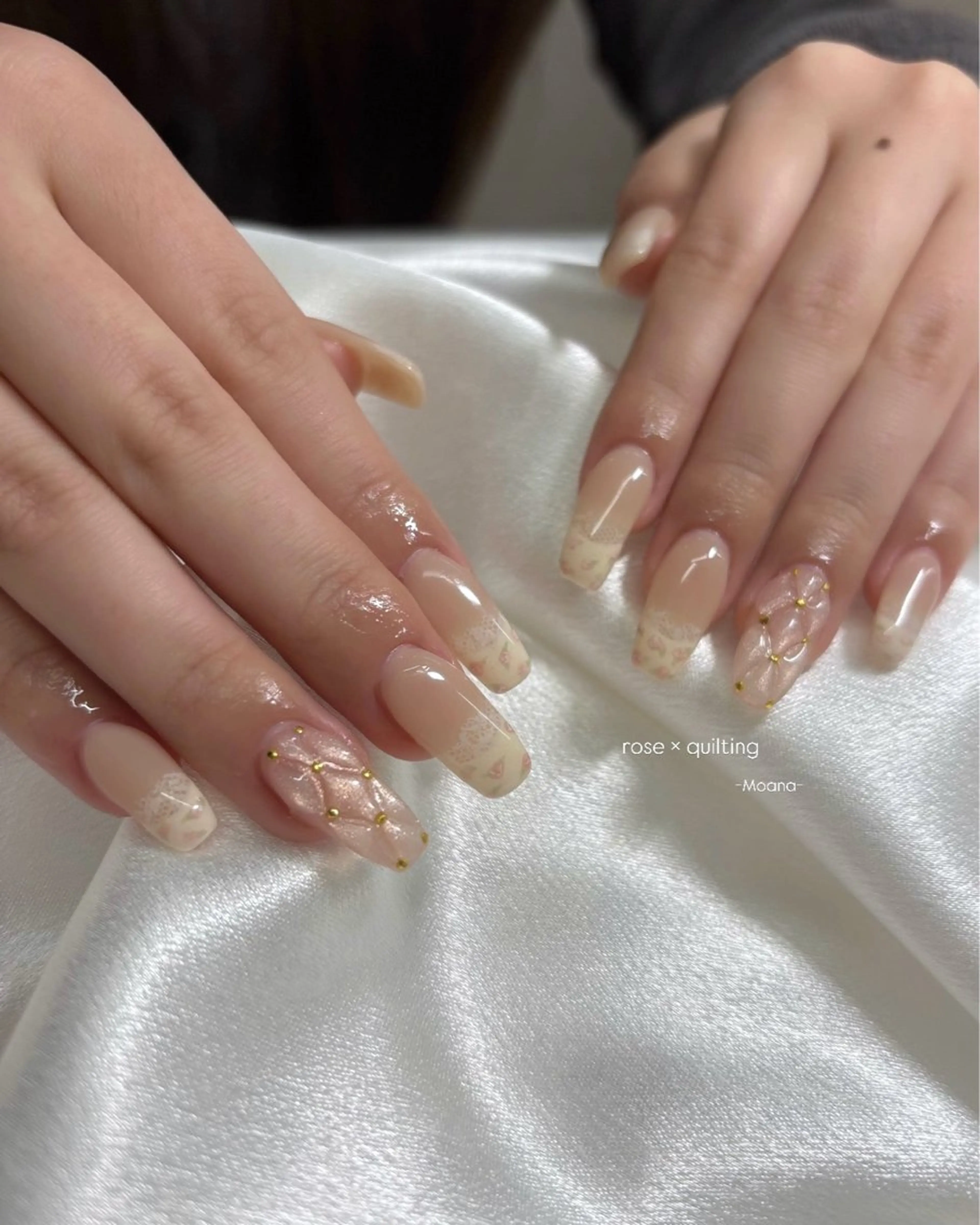 ネイル アートネイル フレンチネイル レース 持ち込み Moana nail Hiyoriのネイルデザイン