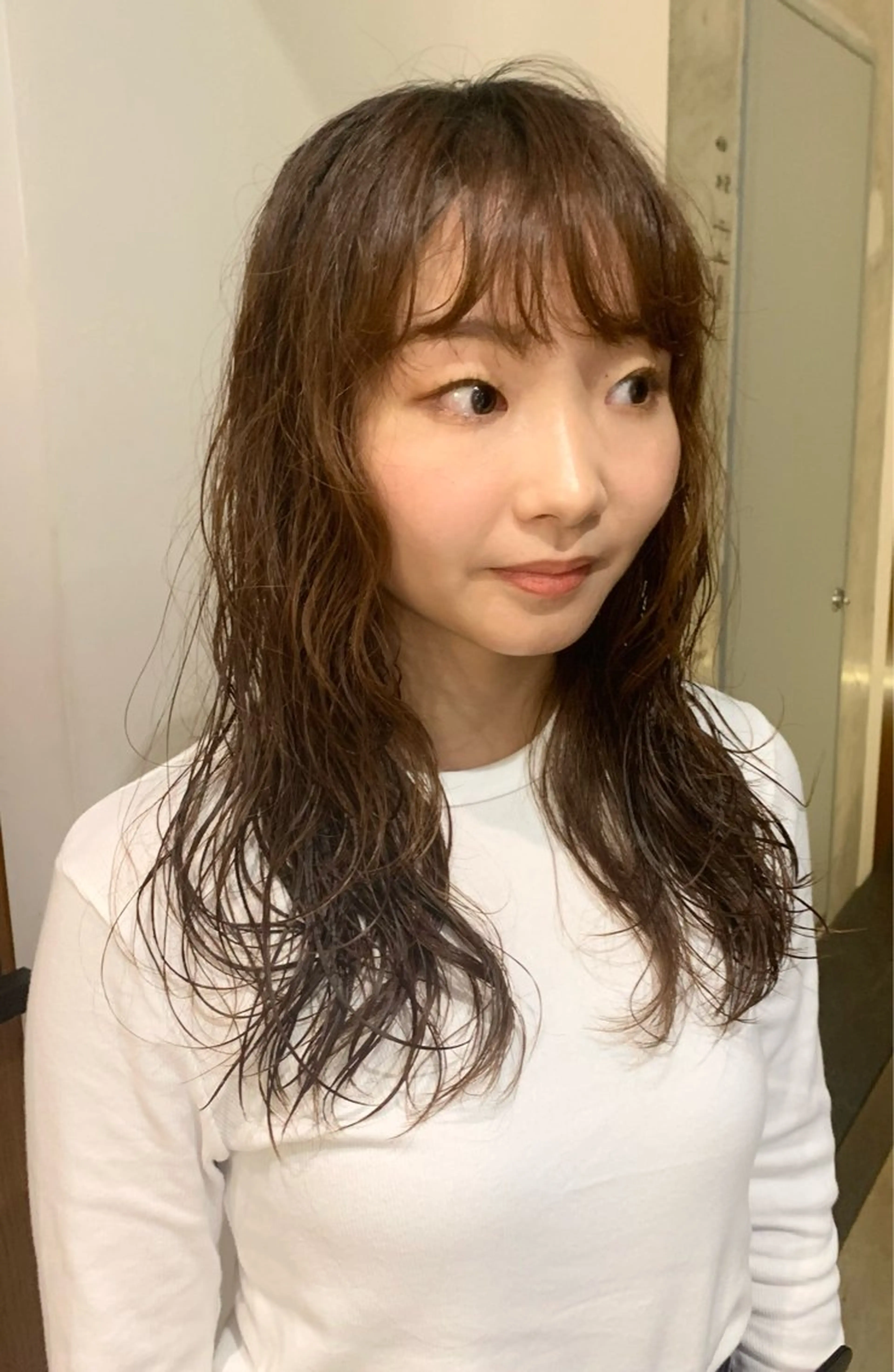 ミディアム カラー パーマ パーマ　レイヤー 艶カラー/横山大樹のヘアスタイル