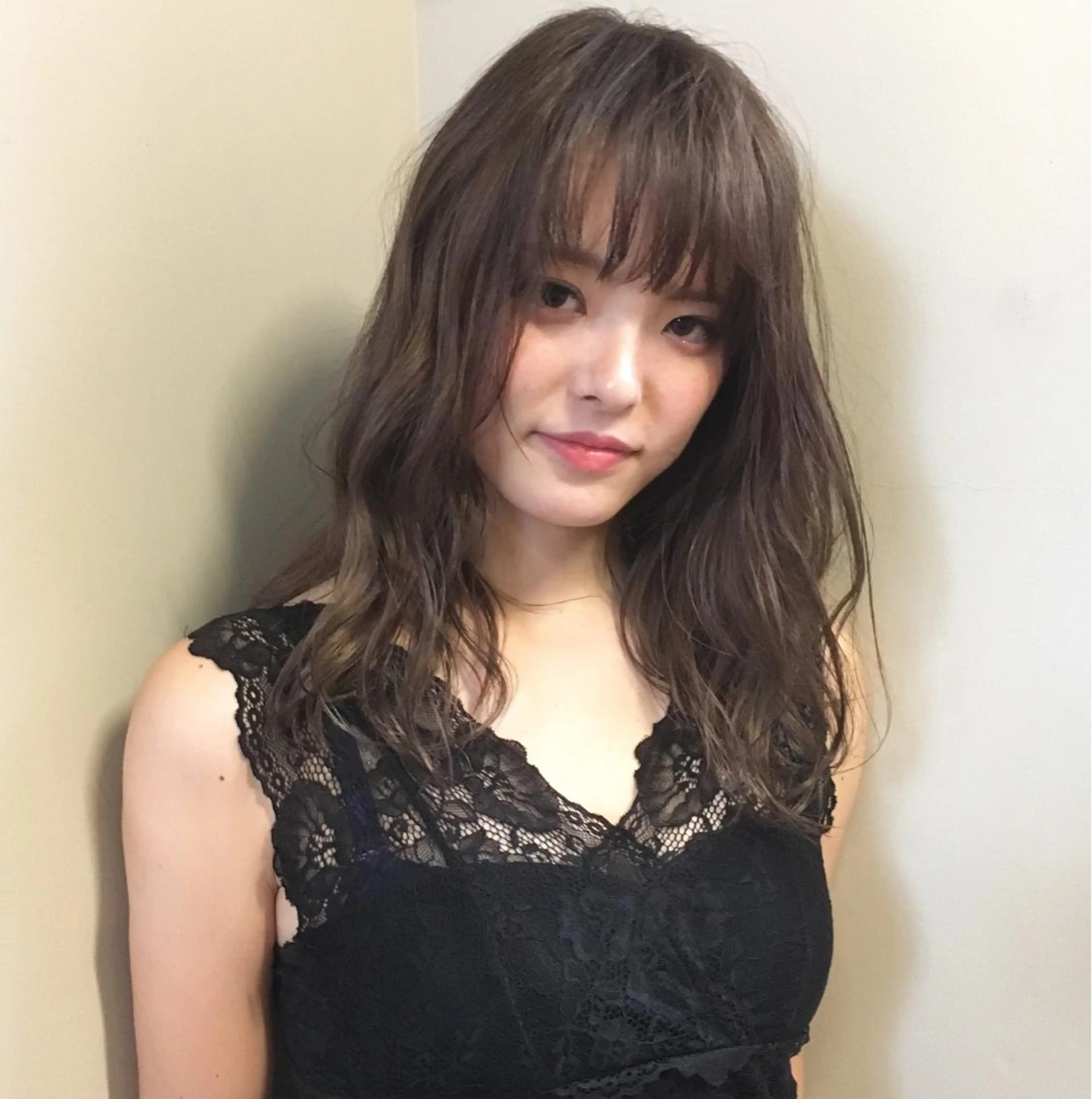 セミロング カラー アッシュ アッシュブラウン ブラウンカラー 薬院:今泉/上川美幸 ボブ/顔周りレイヤーのヘアスタイル
