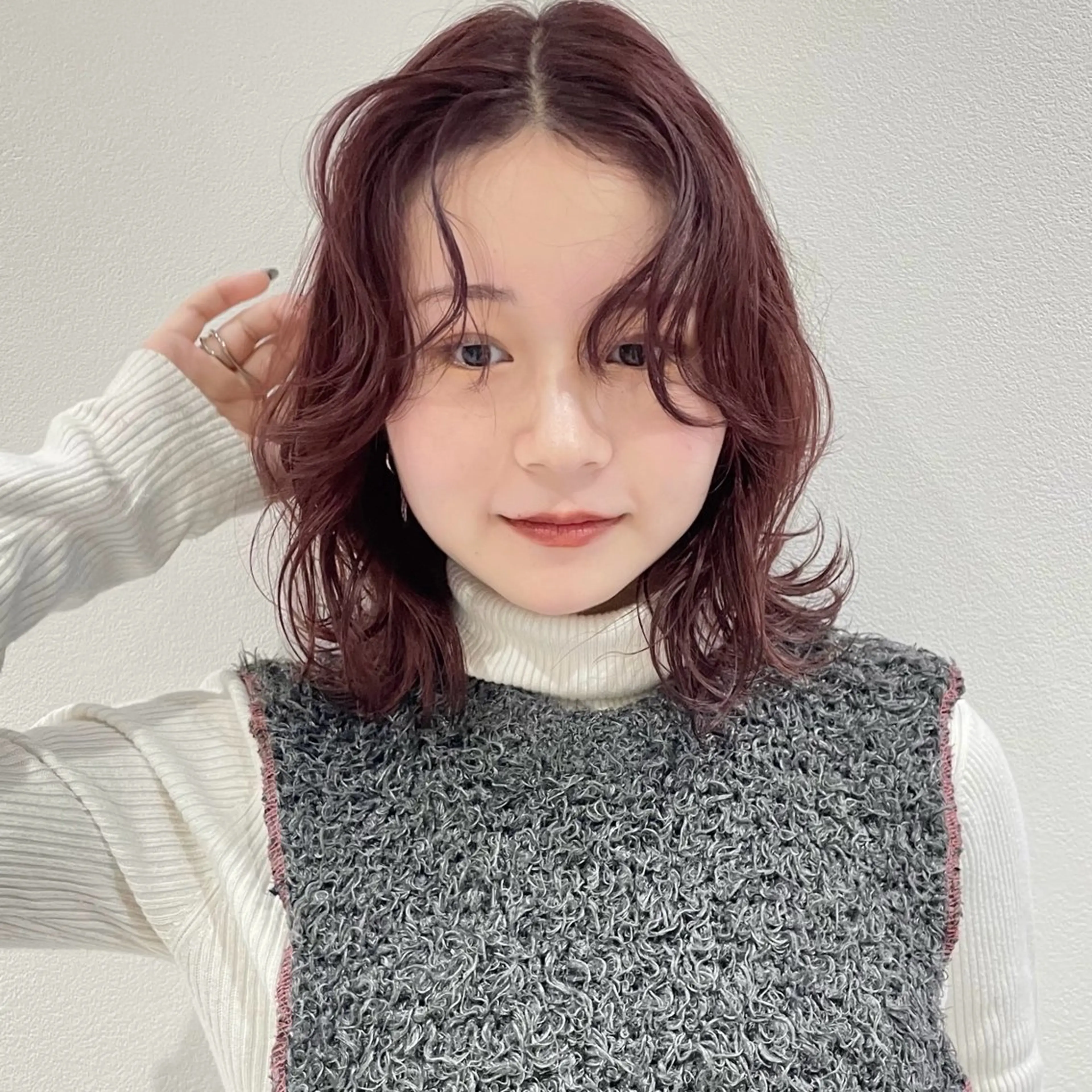 ミディアム カラー カット ヘアカラー トリートメント 🍊暖色×顔周り 🍊cocoroのヘアスタイル