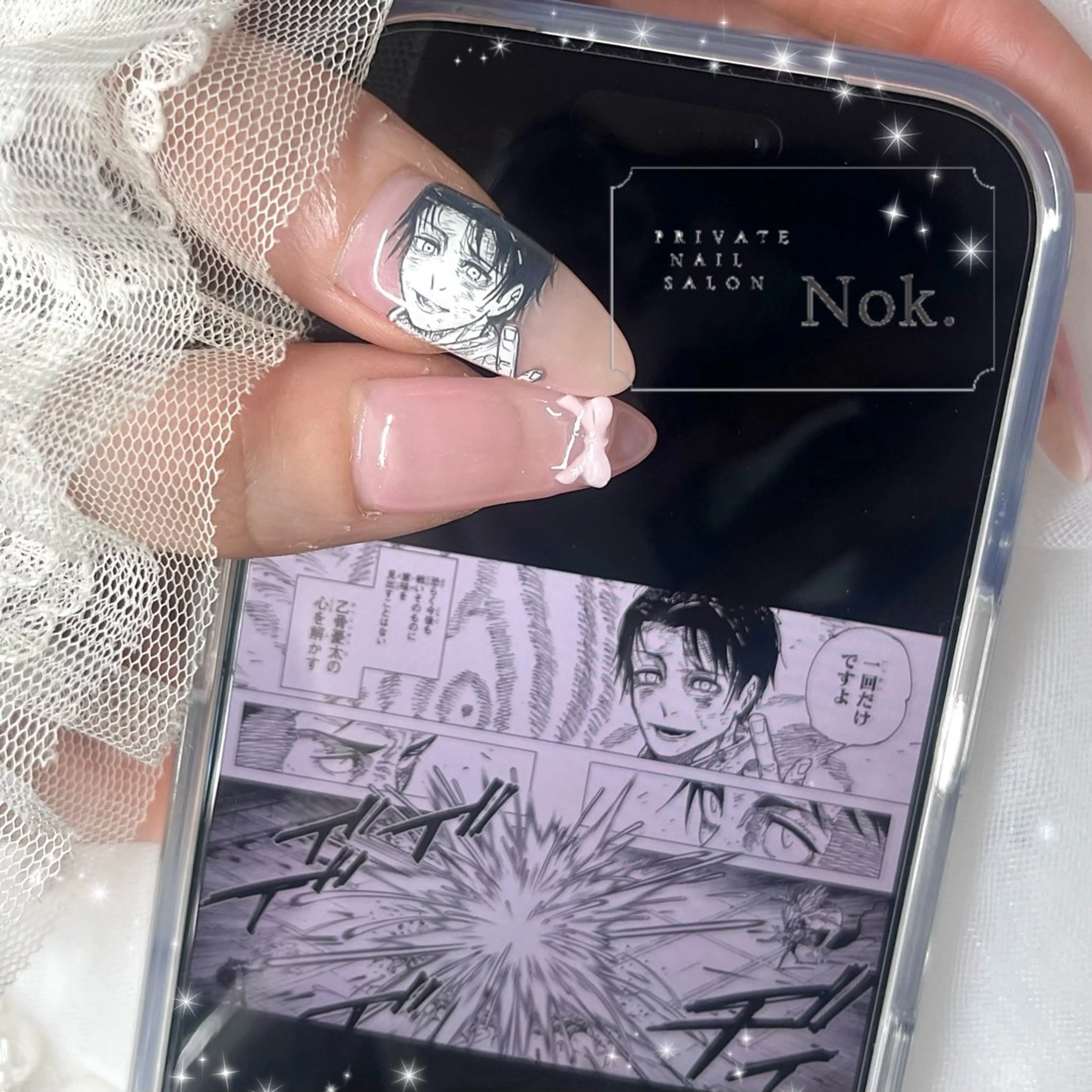 ネイル リボン ハンドネイル 池袋痛ネイル Nok. 渡辺のネイルデザイン