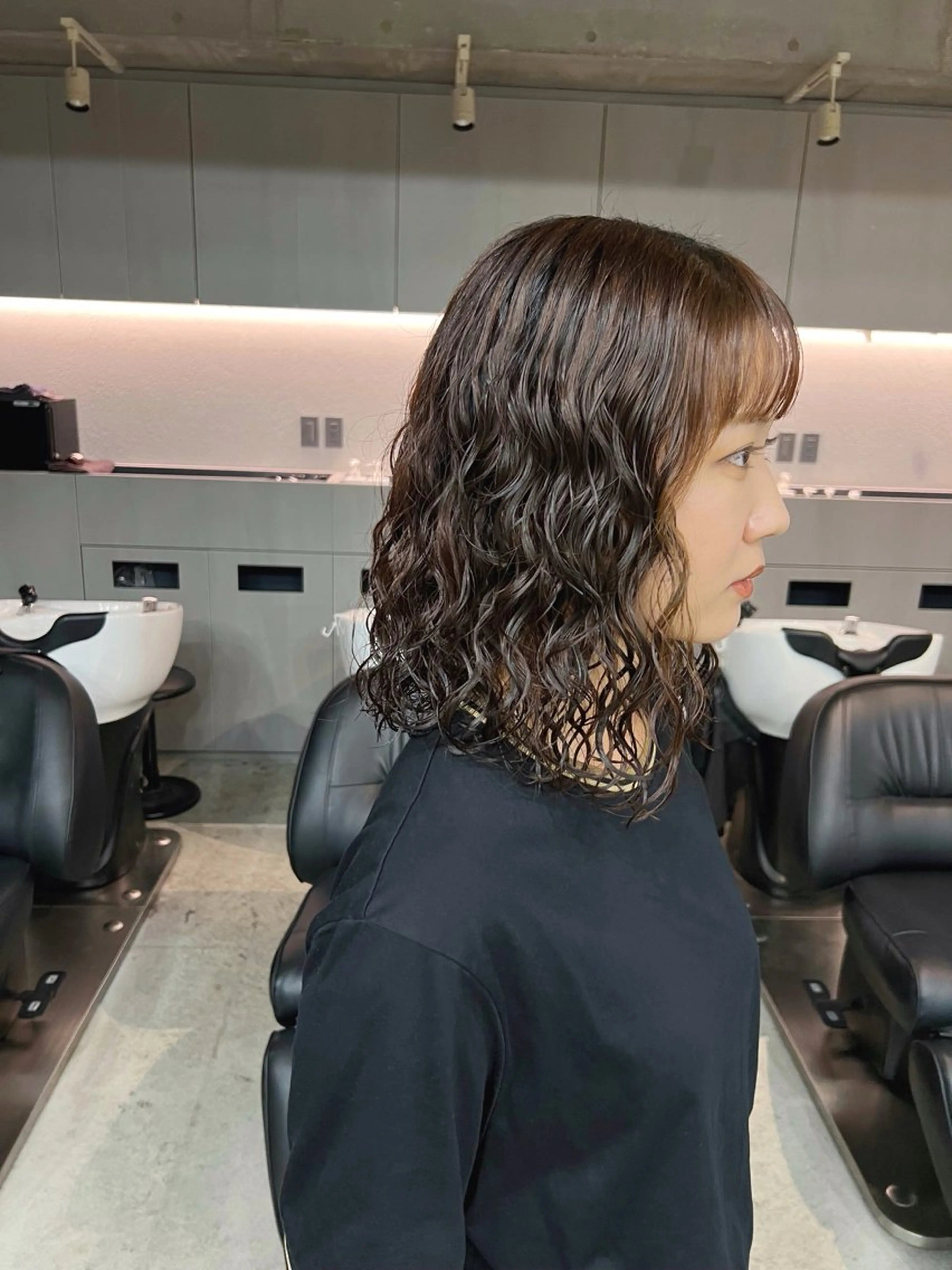 ミディアム パーマ ボブパーマコテ巻き風 パーマNo1深江秀平のヘアスタイル