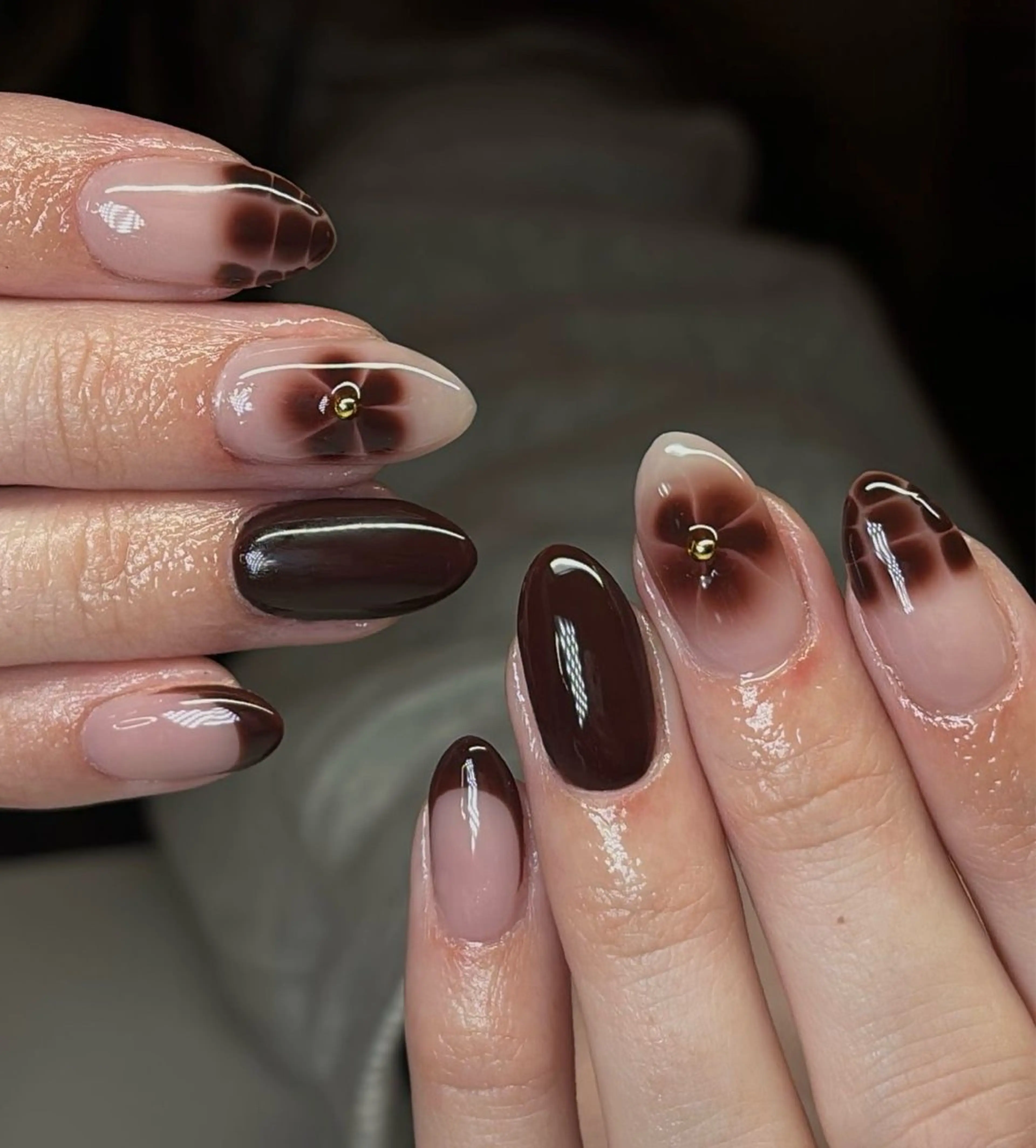 ネイル 韓国ネイル 持ち込み ニュアンスネイル ネイルチップ 冬ネイル LISA ANA.CHUOのネイルデザイン