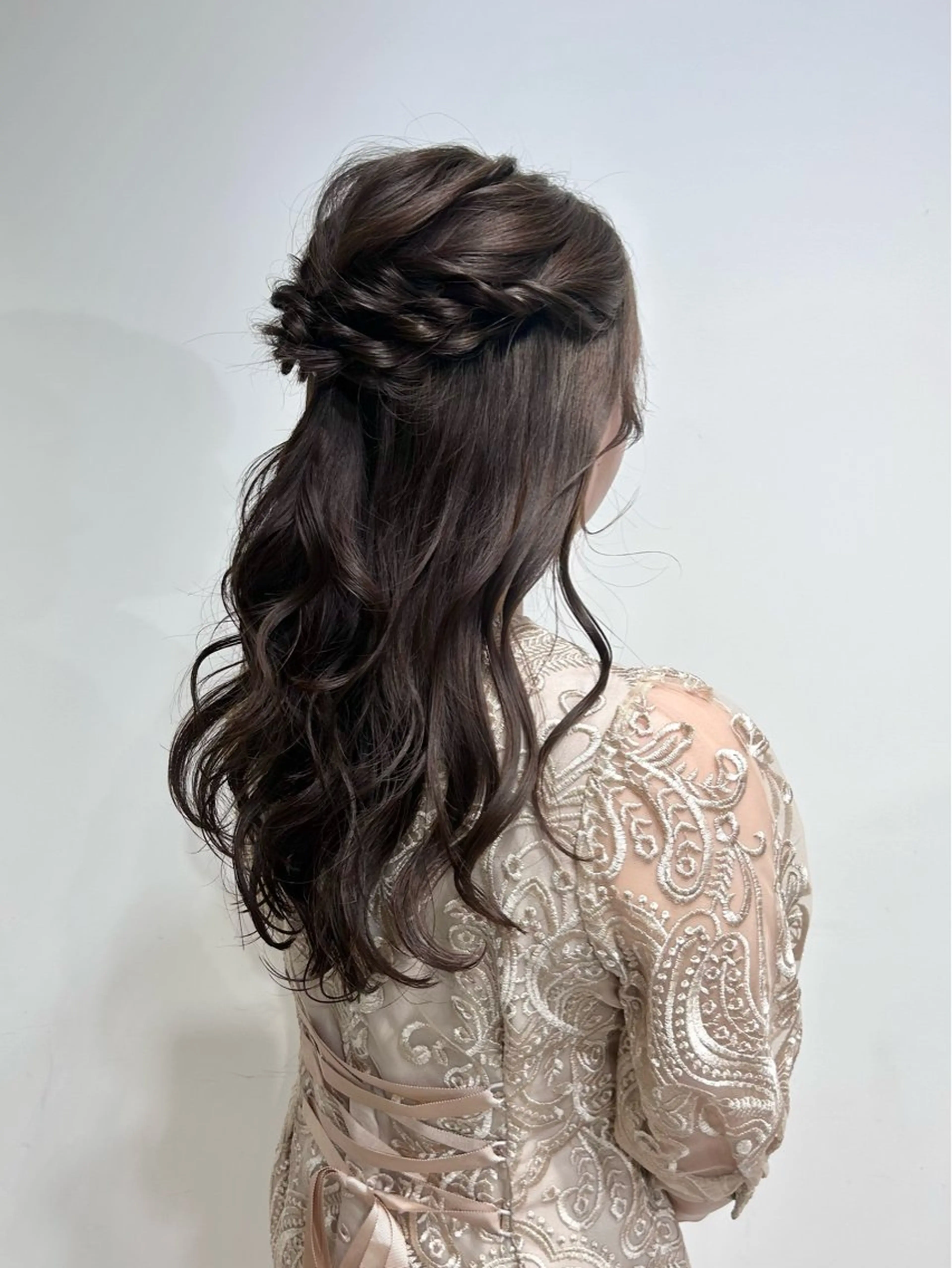 ロング ヘアアレンジ ハーフアップ 結婚式・ブライダル デート LOVEST Rihoのヘアスタイル