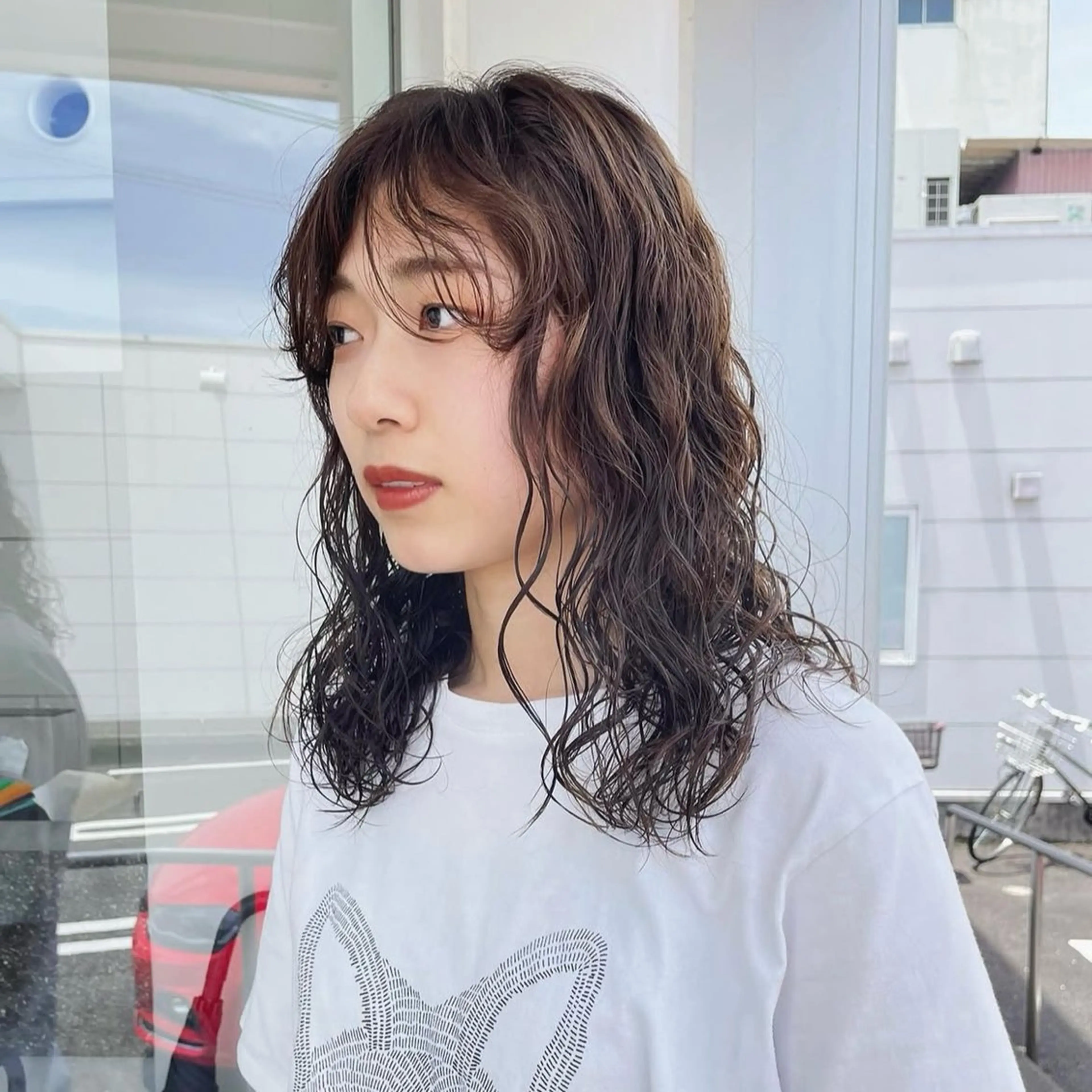 セミロング パーマ カット／ブリーチ🐏 モデル募集中 ナナホのヘアスタイル