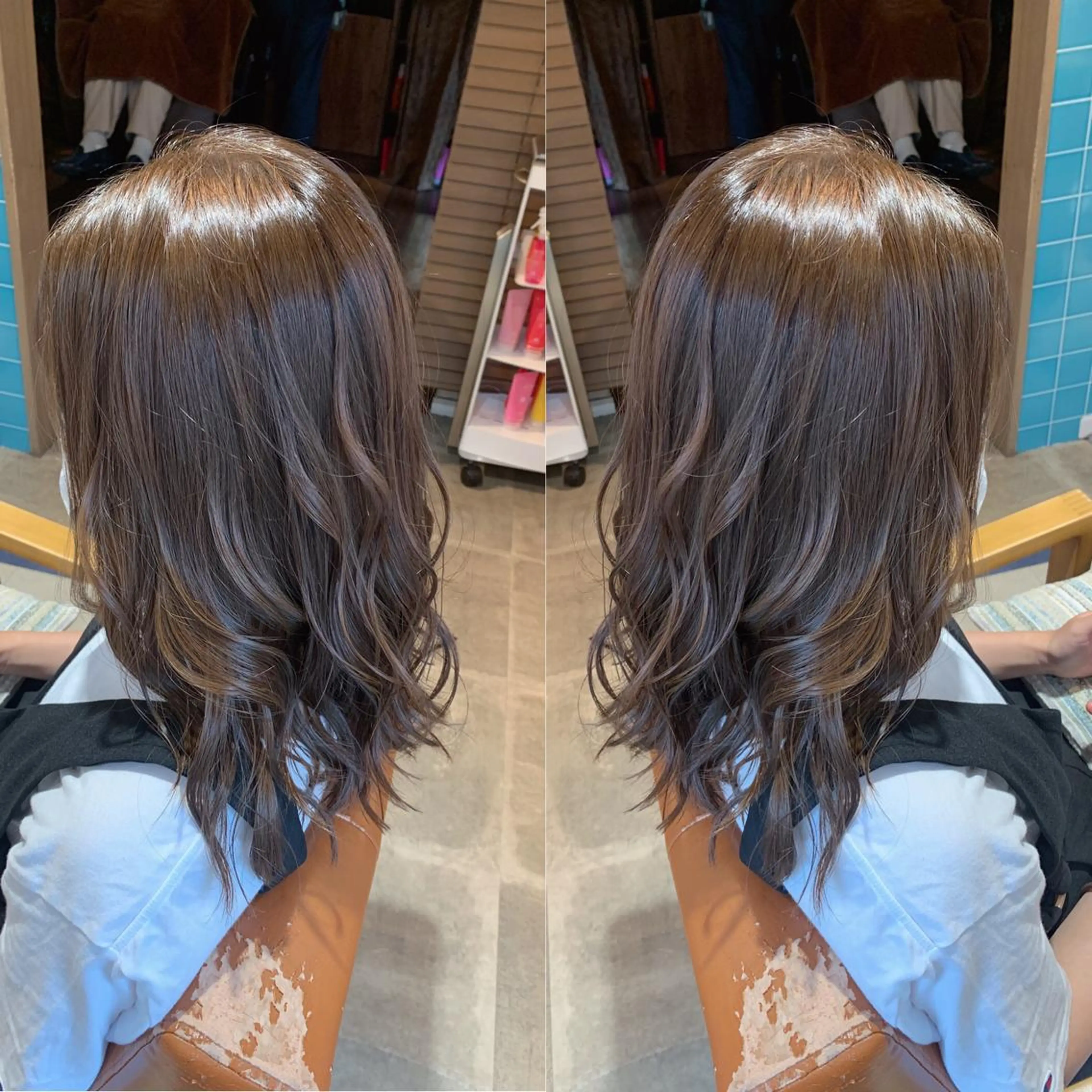 セミロング カラー ブリーチ ブリーチなしカラー 韓国🇰🇷 ✂︎hair 内田愛のヘアスタイル