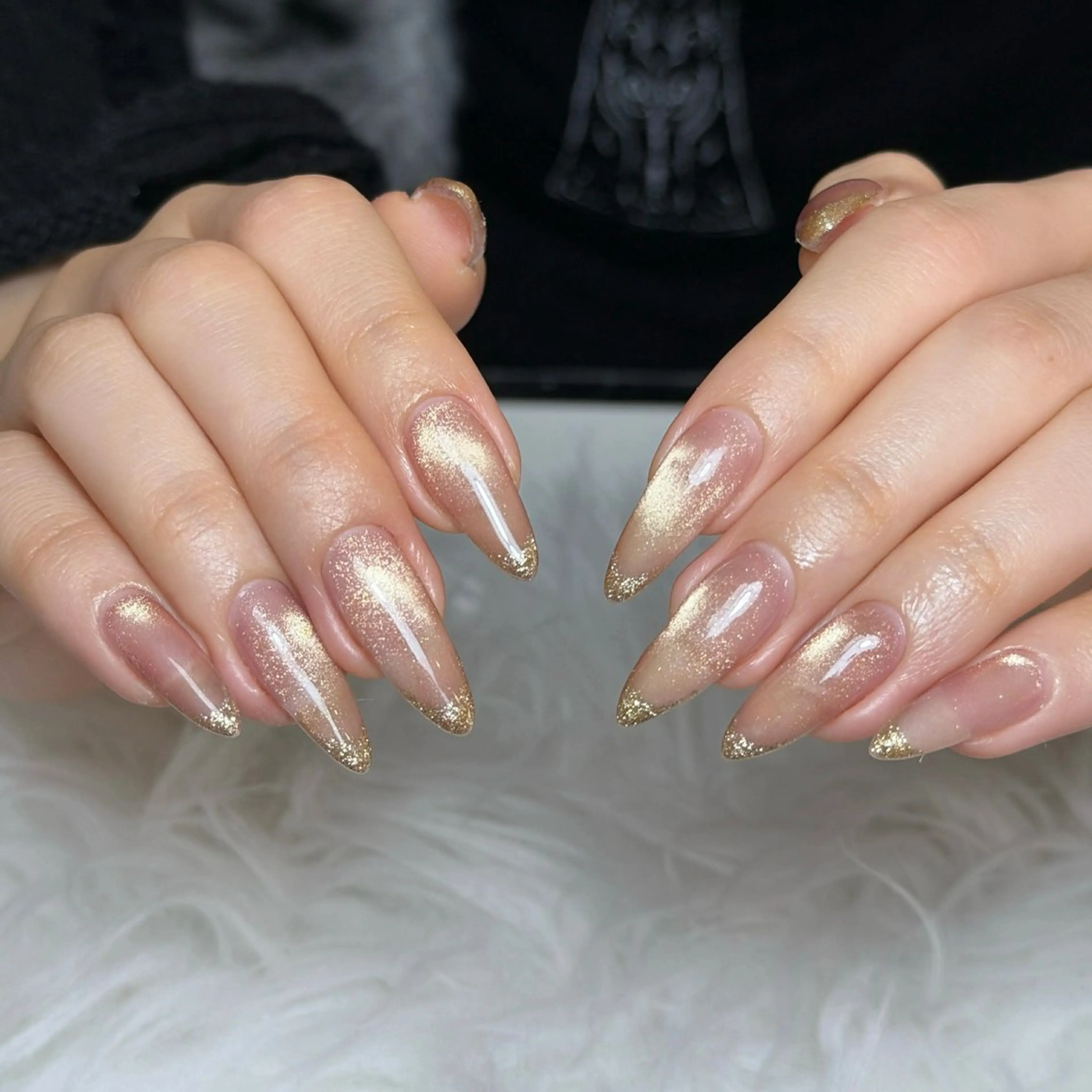 ネイル オーロラネイル ボルドー ブラウン 氷ネイル・うるうるネイル キラキラネイル ハンドネイル Julli NailStudioのネイルデザイン