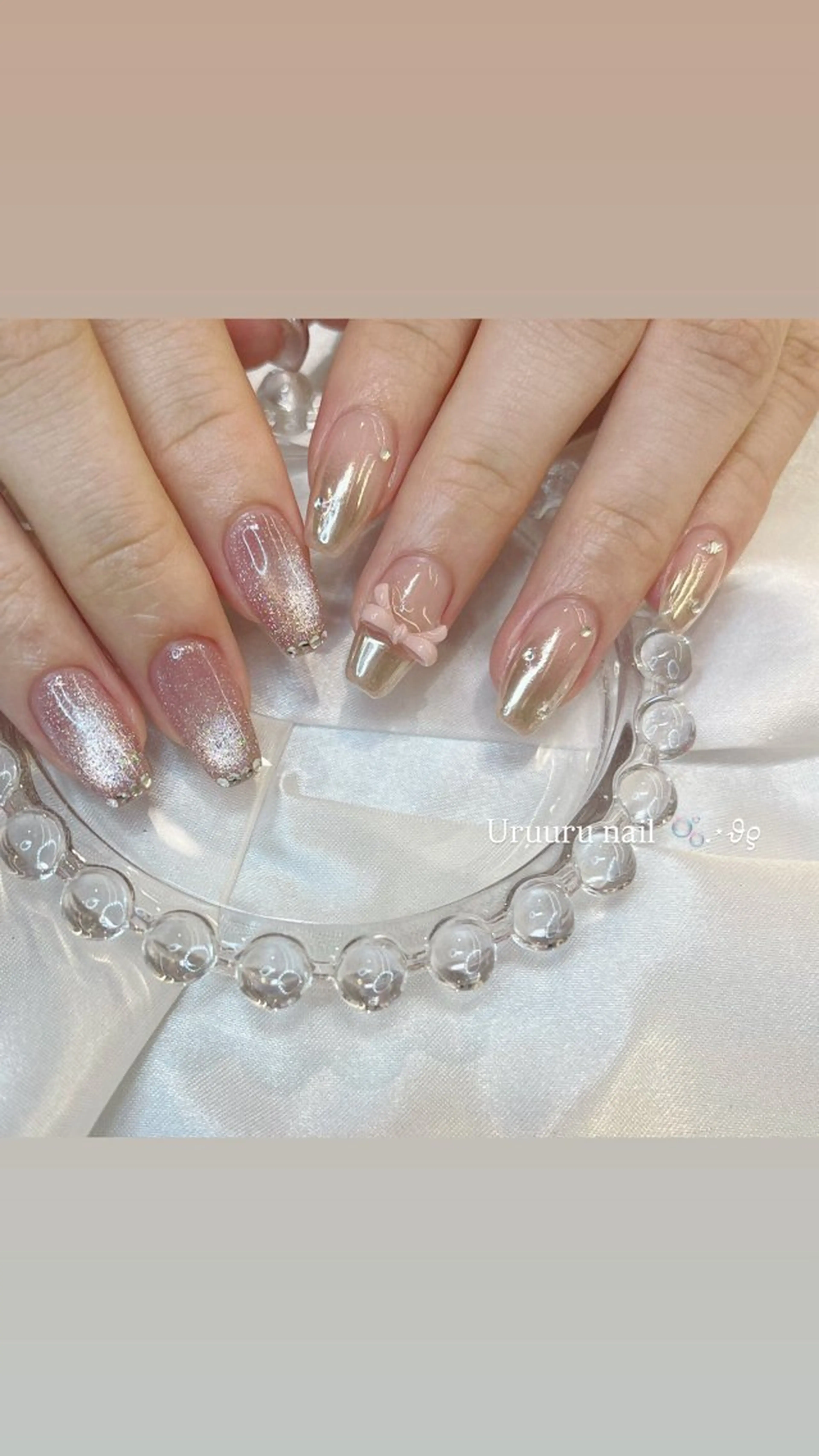 ネイル 氷ネイル・うるうるネイル マグネットネイル ミラーネイル ハンドネイル Momone ／渋谷／パラジェルのネイルデザイン