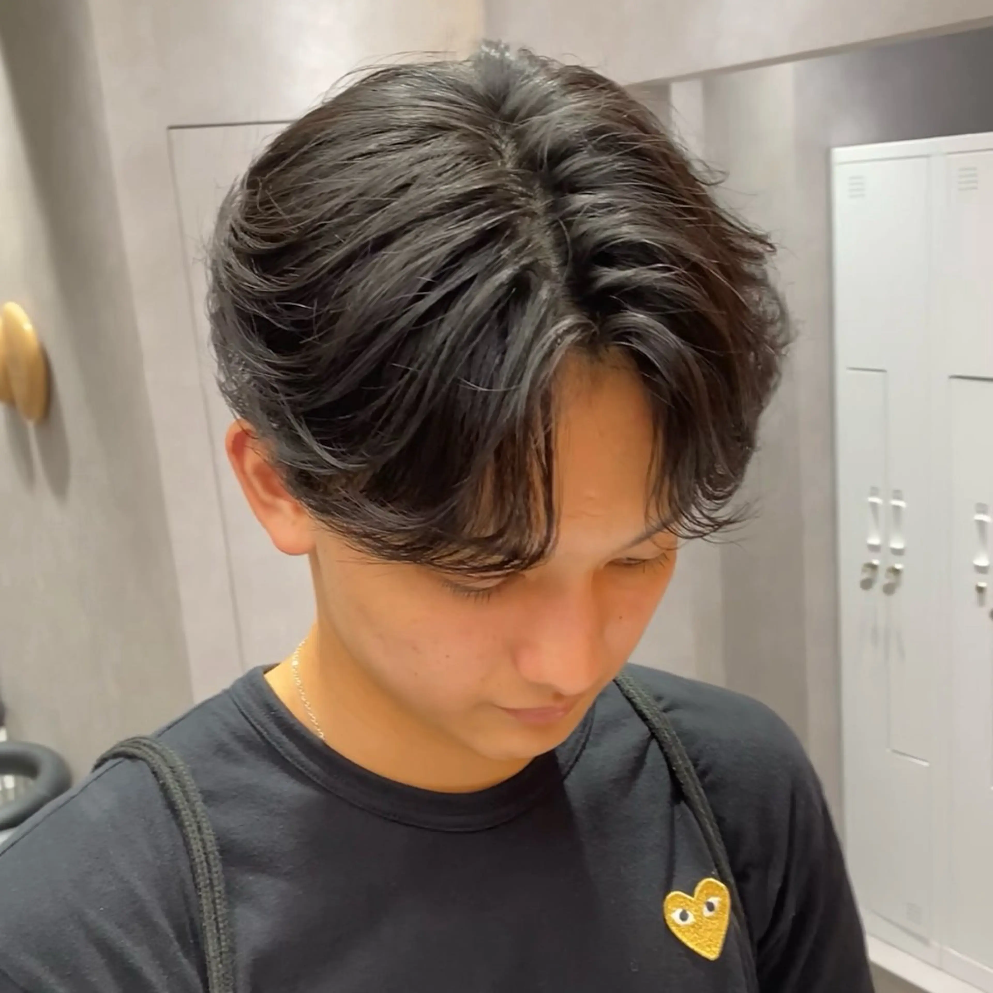 ショート カット パーマ 毛流れセンターパート /パーマ/モリオのヘアスタイル