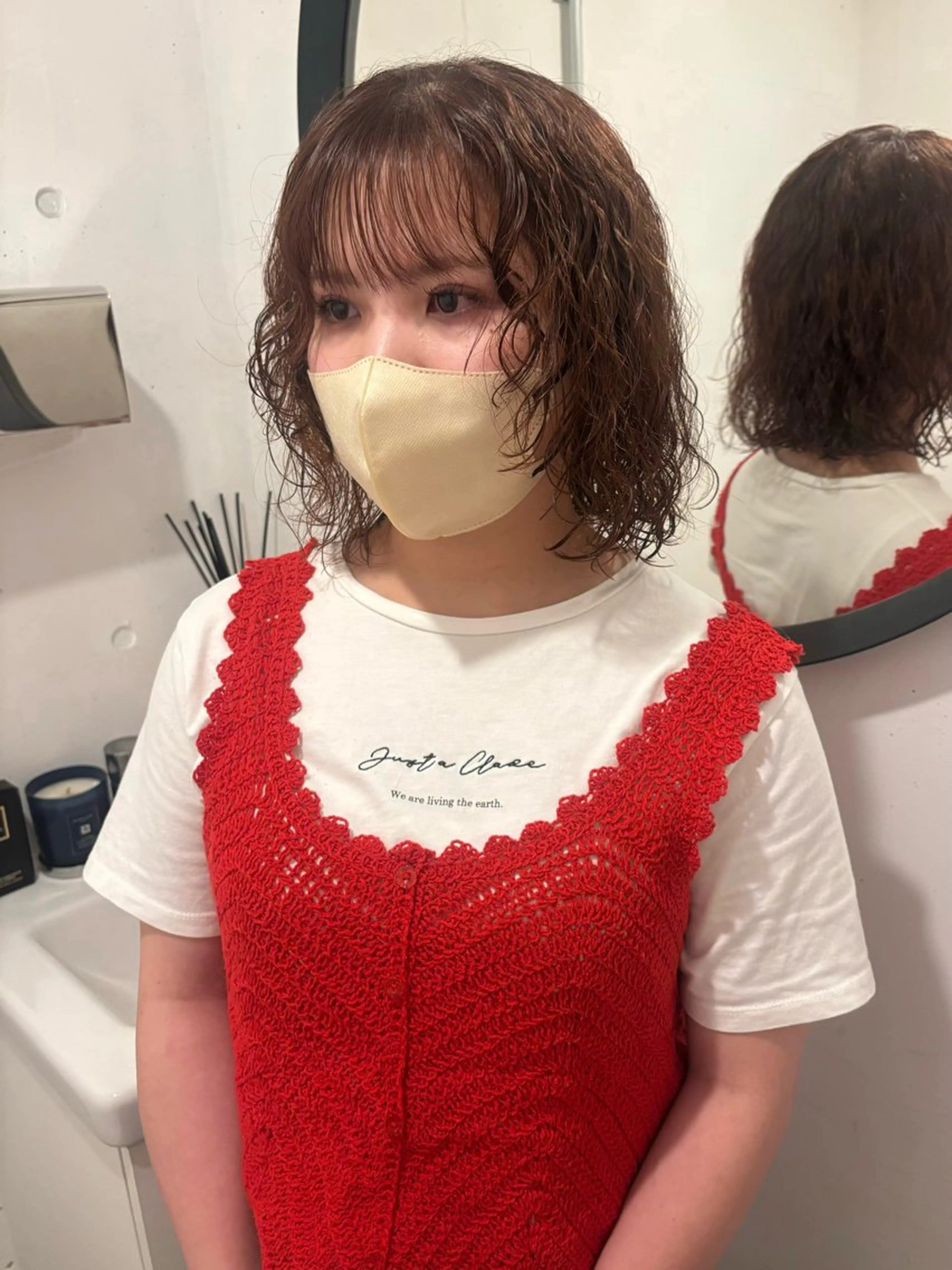 ミディアム パーマ カット パーマ ⭐︎ハイトーン /レイヤー✩momoのヘアスタイル