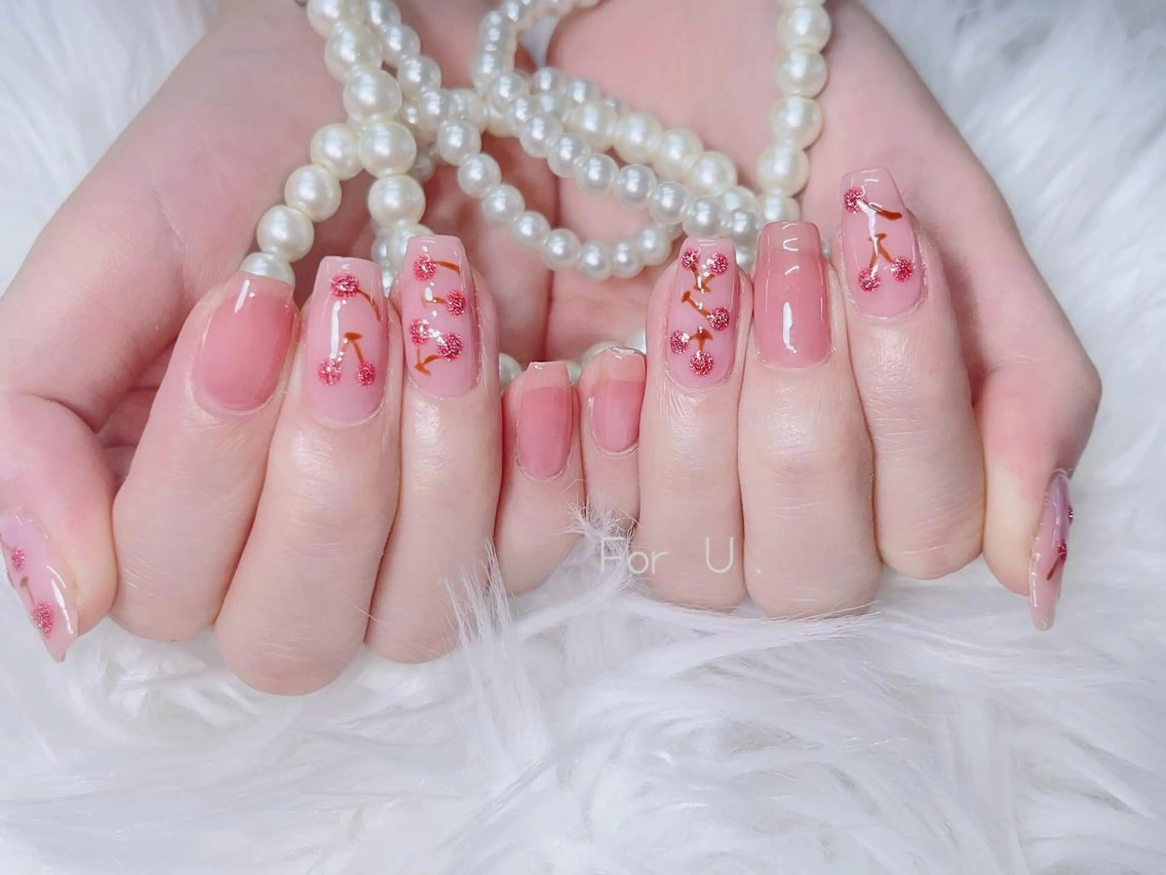 ネイル 長さ出し フレンチネイル ジェルネイル ガラスフレンチ 韓国ネイル ハンドネイル ハンドケア For U nail スカルプ専門店のネイルデザイン