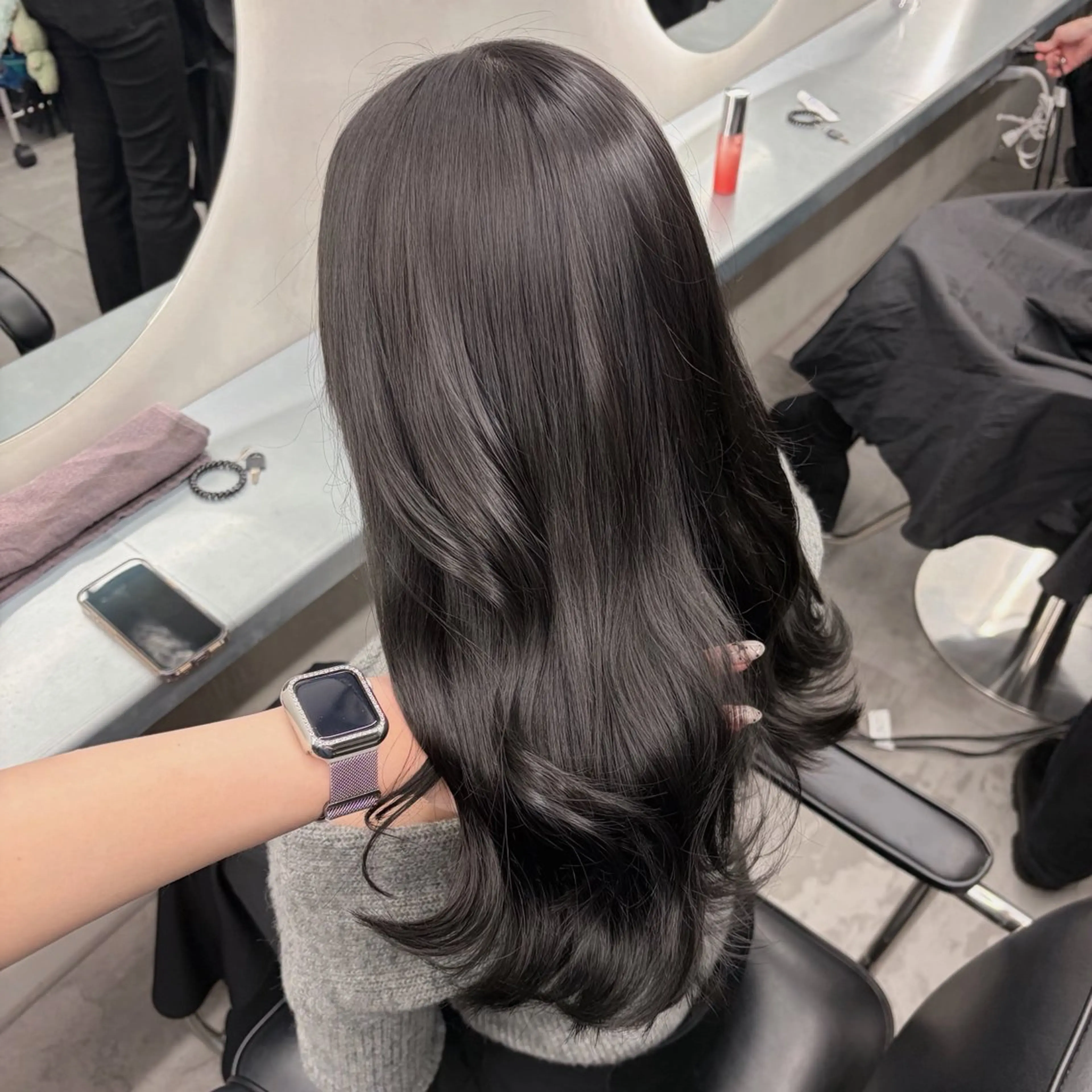 カラー アッシュ アッシュグレー アッシュグレージュ グレージュ ヘアカラー トリートメント ヘッドスパ ヘアセット 透明感/グレージュ/ ベージュ/るな🪽のヘアスタイル