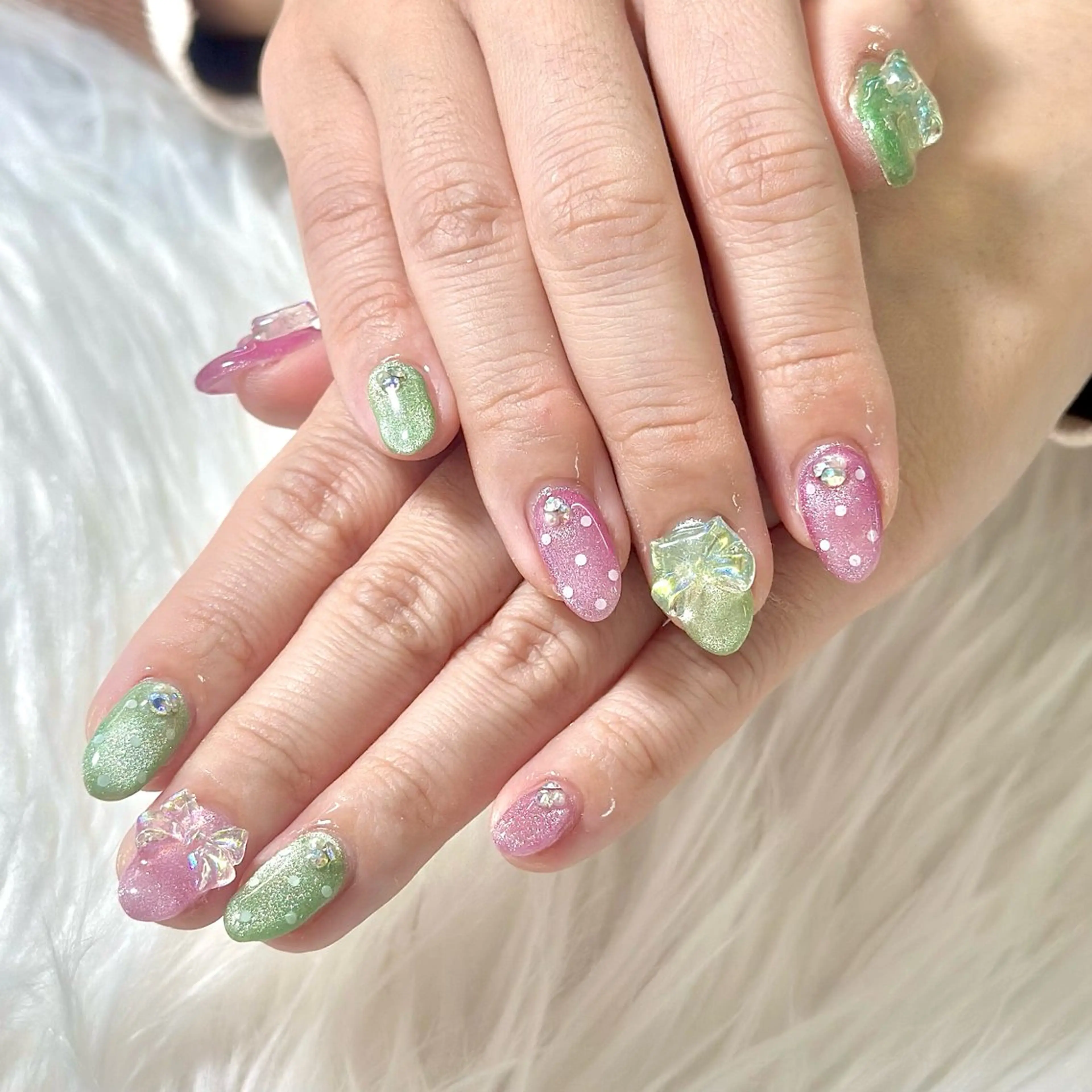 ネイル キラキラネイル 春ネイル ハンドネイル Heartnail Hino Reinaのネイルデザイン