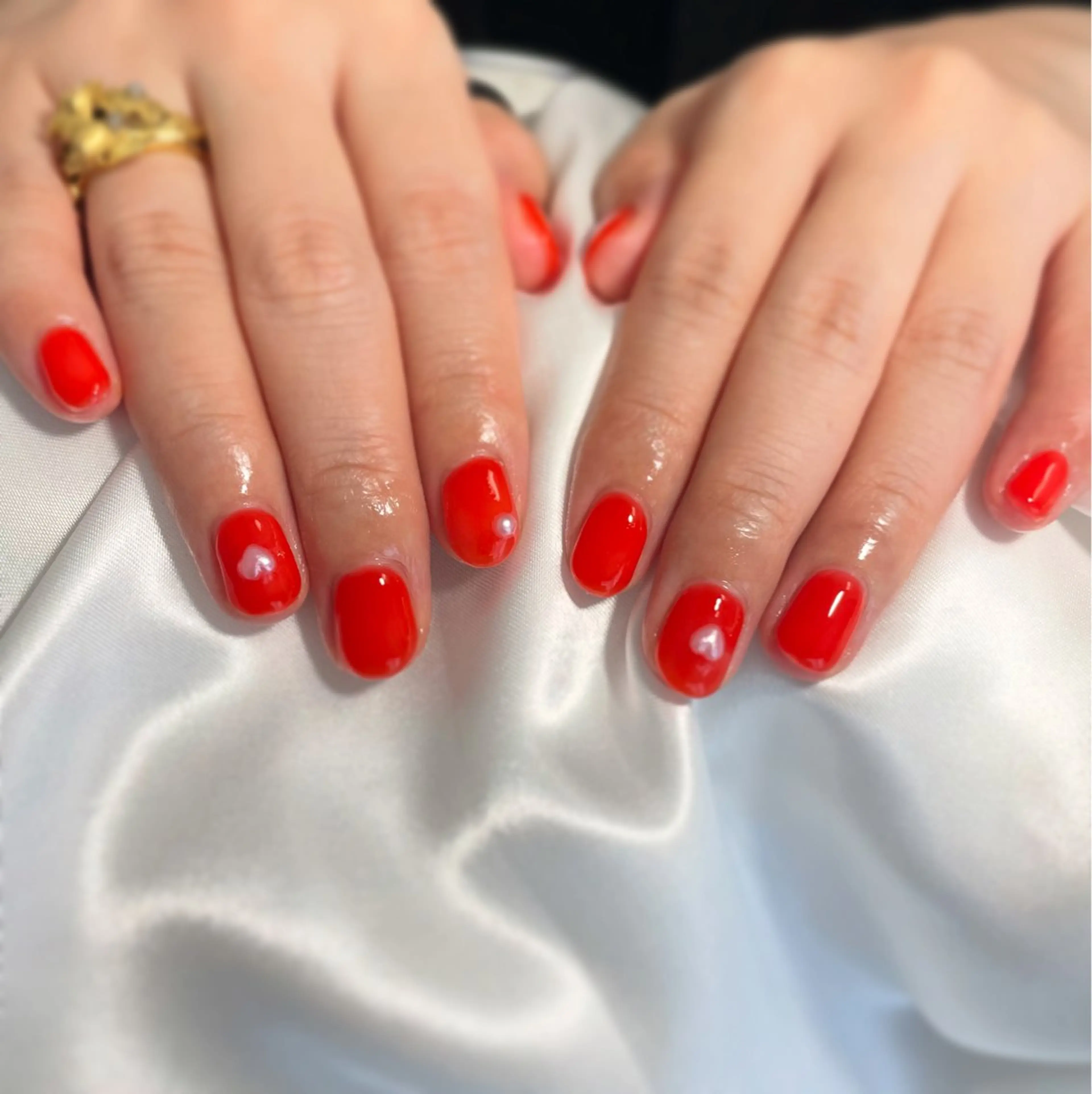 ネイル ワンカラーネイル オレンジ ハンドネイル Mynail プライベートサロンのネイルデザイン