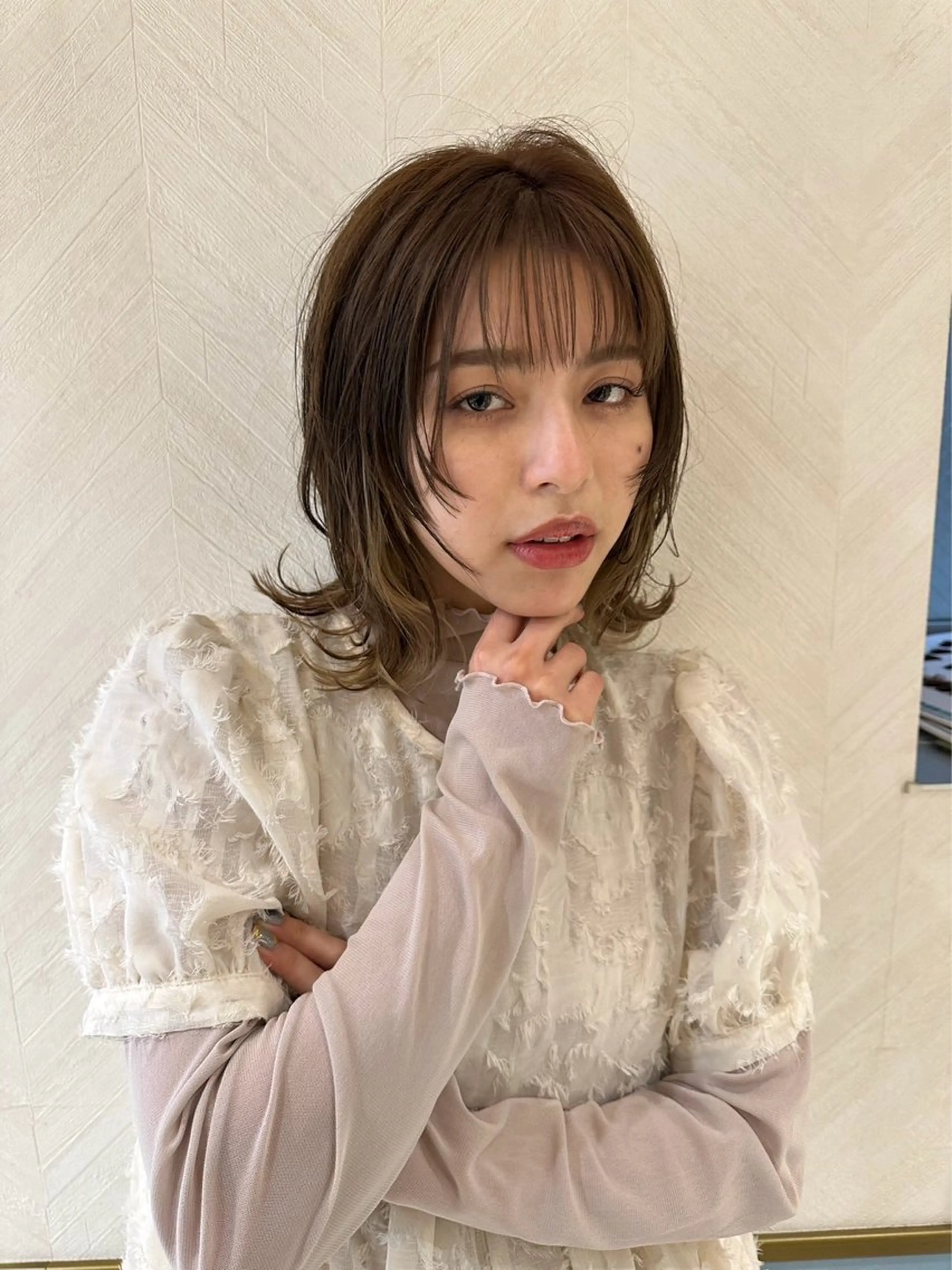 ミディアム ミディアムパーマ カット ✨縮毛矯正✨レイヤー ホウダカズヒロのヘアスタイル