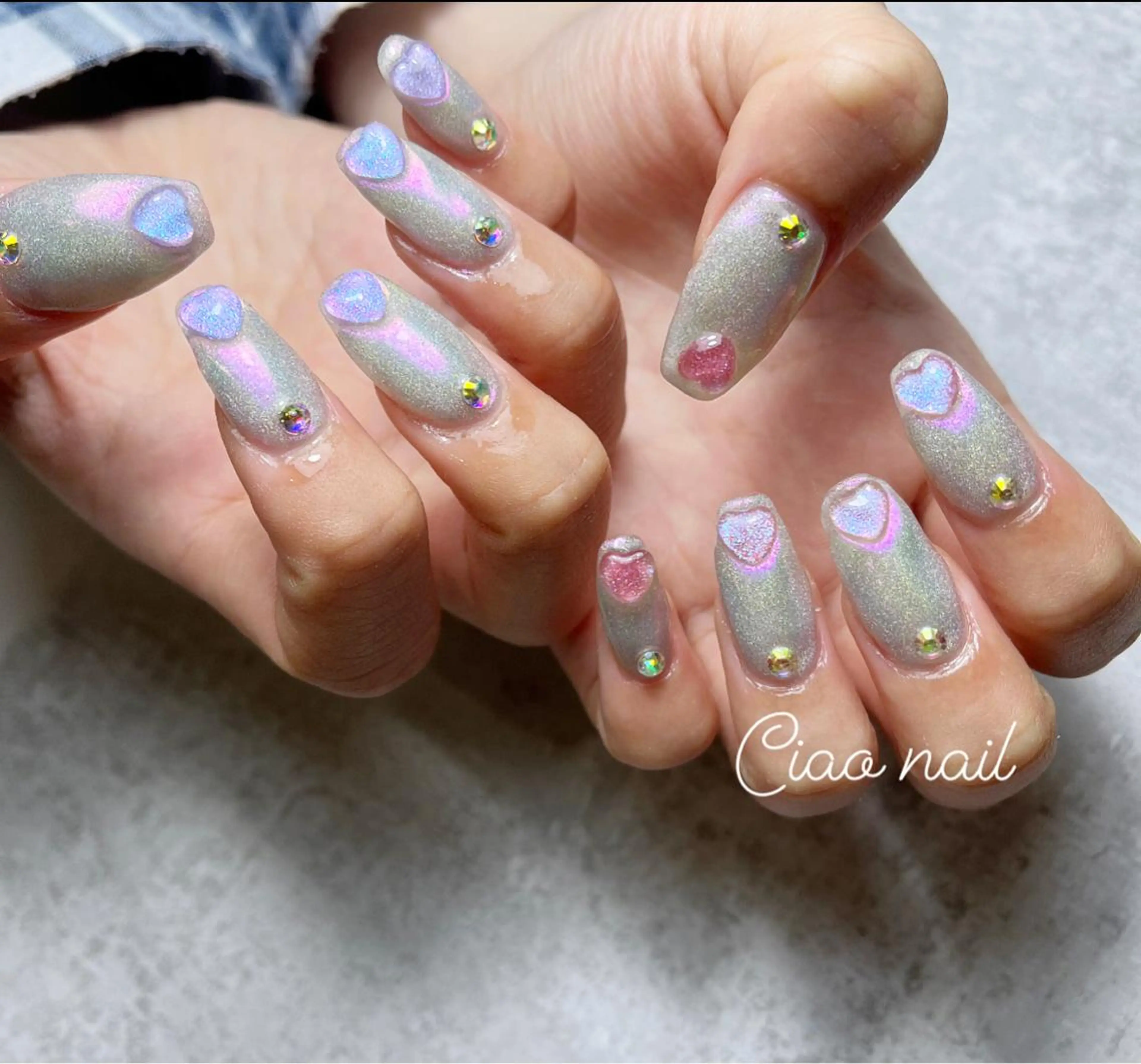 ネイル ハート マグネットネイル #Amin nail salonのネイルデザイン