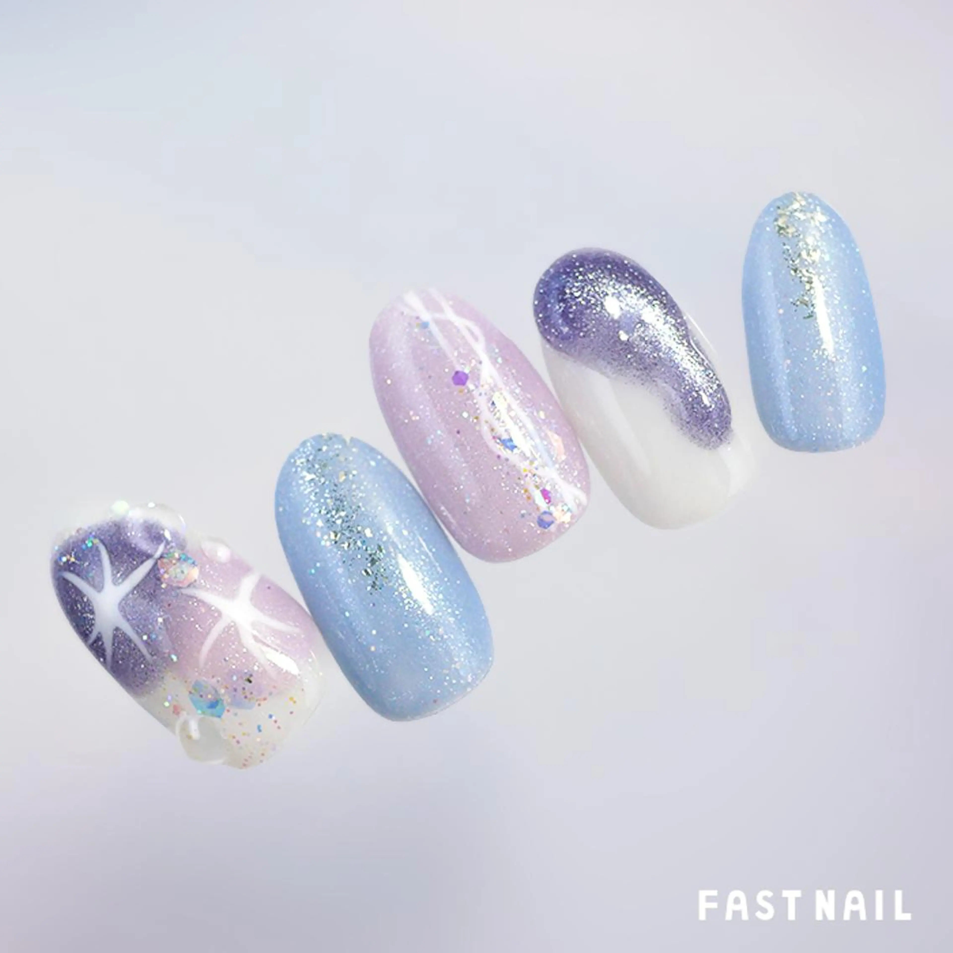 ネイル アートネイル ブルー マグネットネイル ニュアンスネイル パープル FASTNAIL LOCO東大和店のネイルデザイン