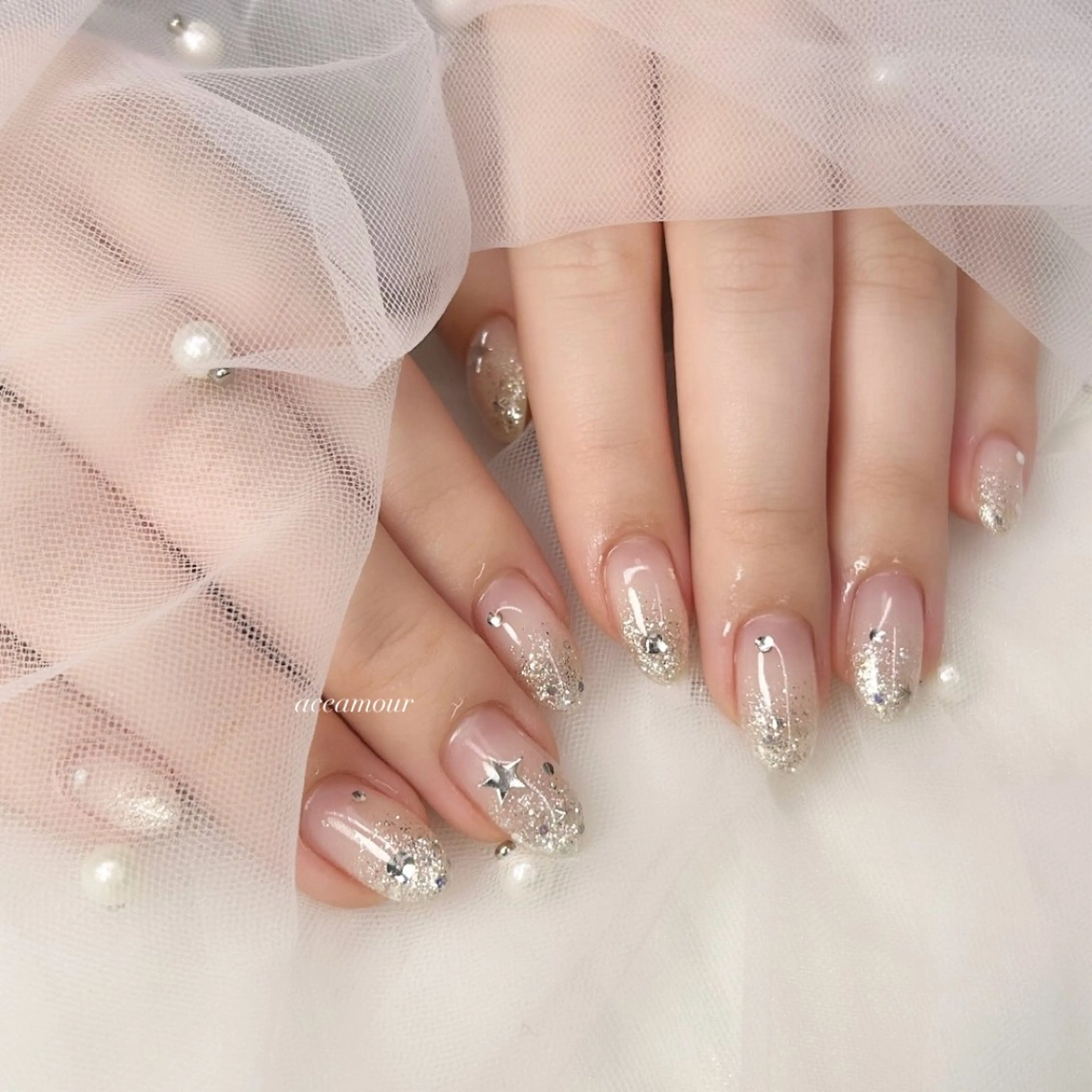 ネイル ラメ(グリッター) ハンドネイル ネイル/耳つぼ /新ホワイトニングのネイルデザイン