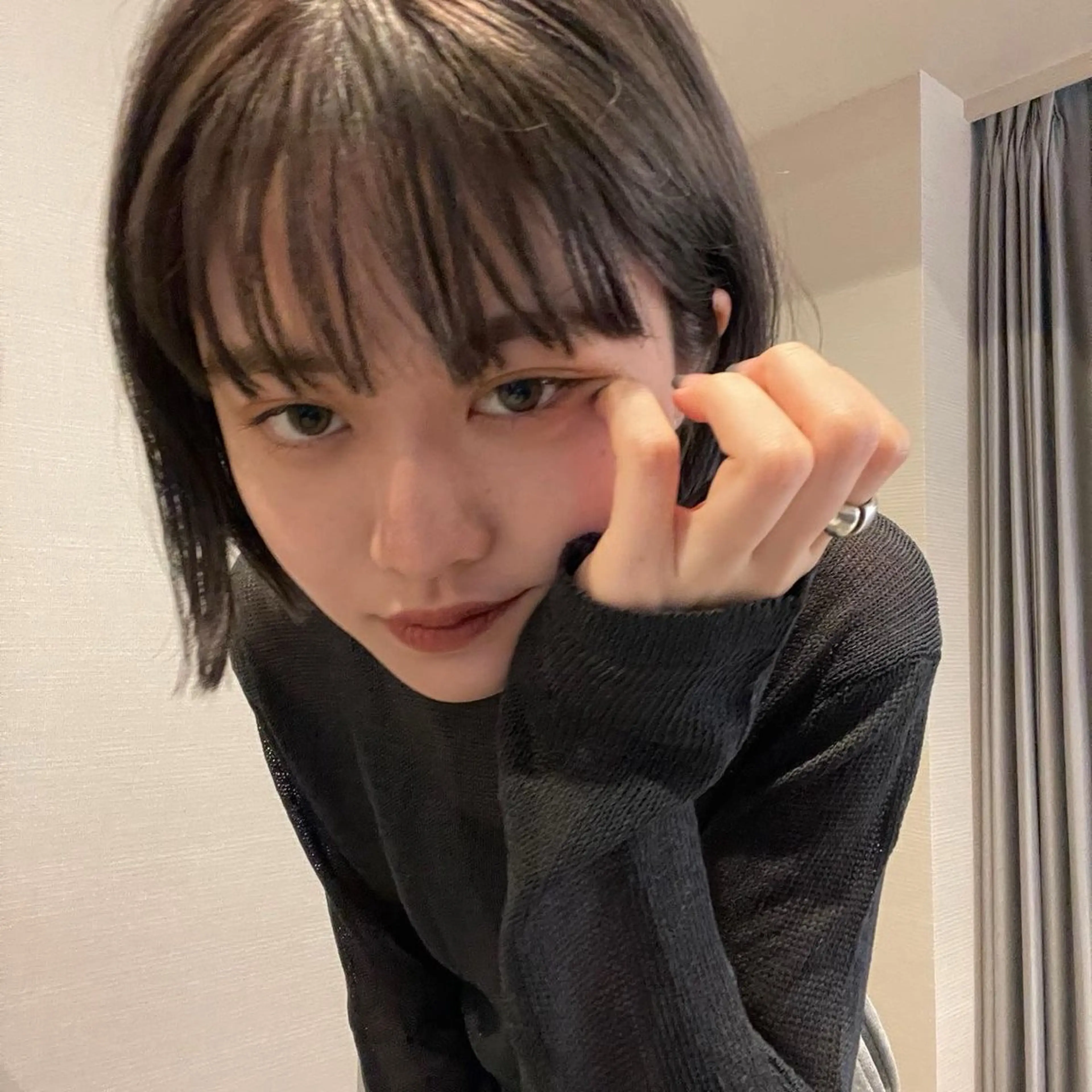 ミディアム ボブ 韓国風ヘア レイヤーカット nonoka オリーブ/レイヤーのヘアスタイル