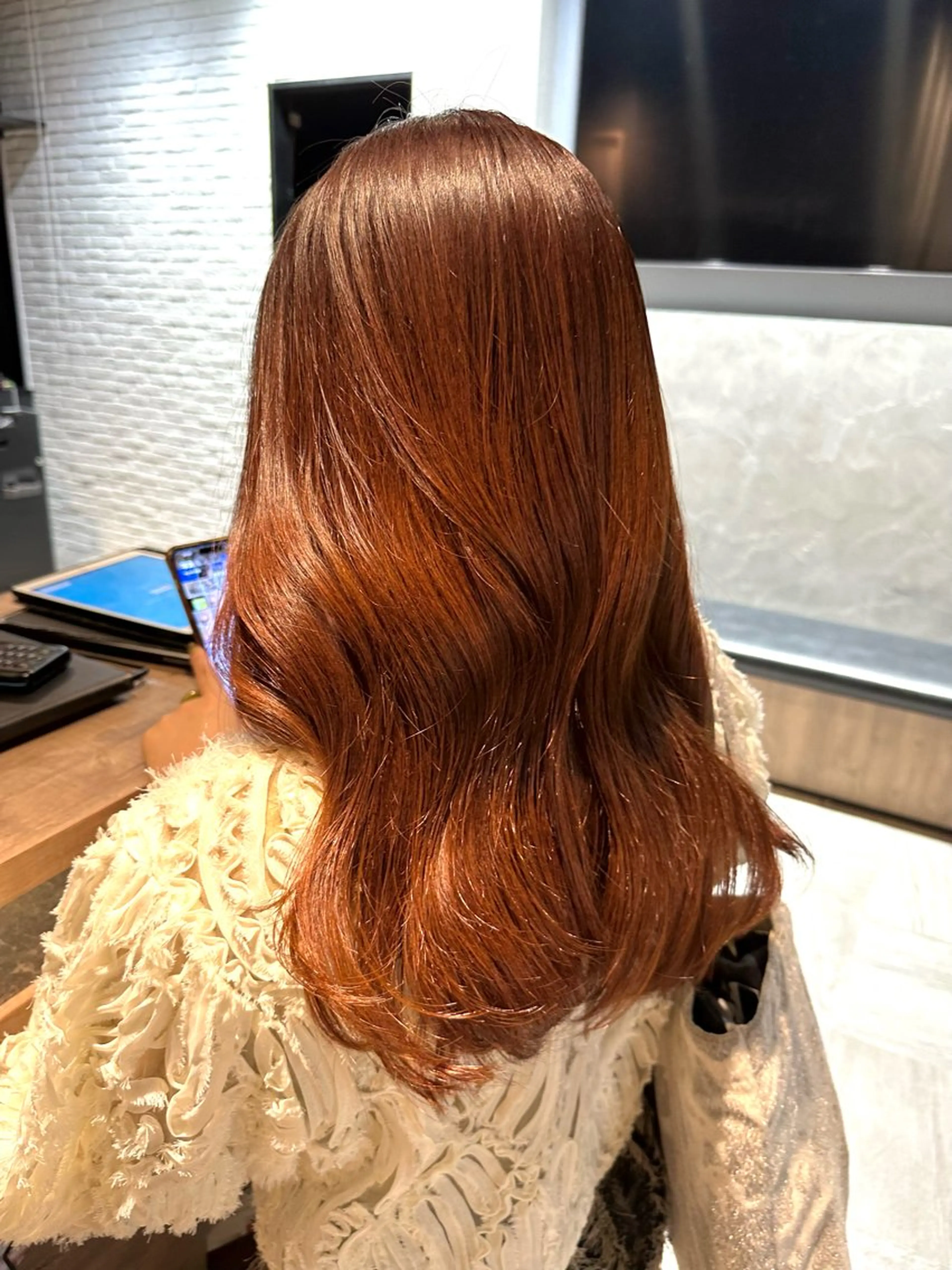 ミディアム カラー ブラウンカラー オレンジ オレンジブラウン 盛れる顔周り /透明感/かりん🎀のヘアスタイル