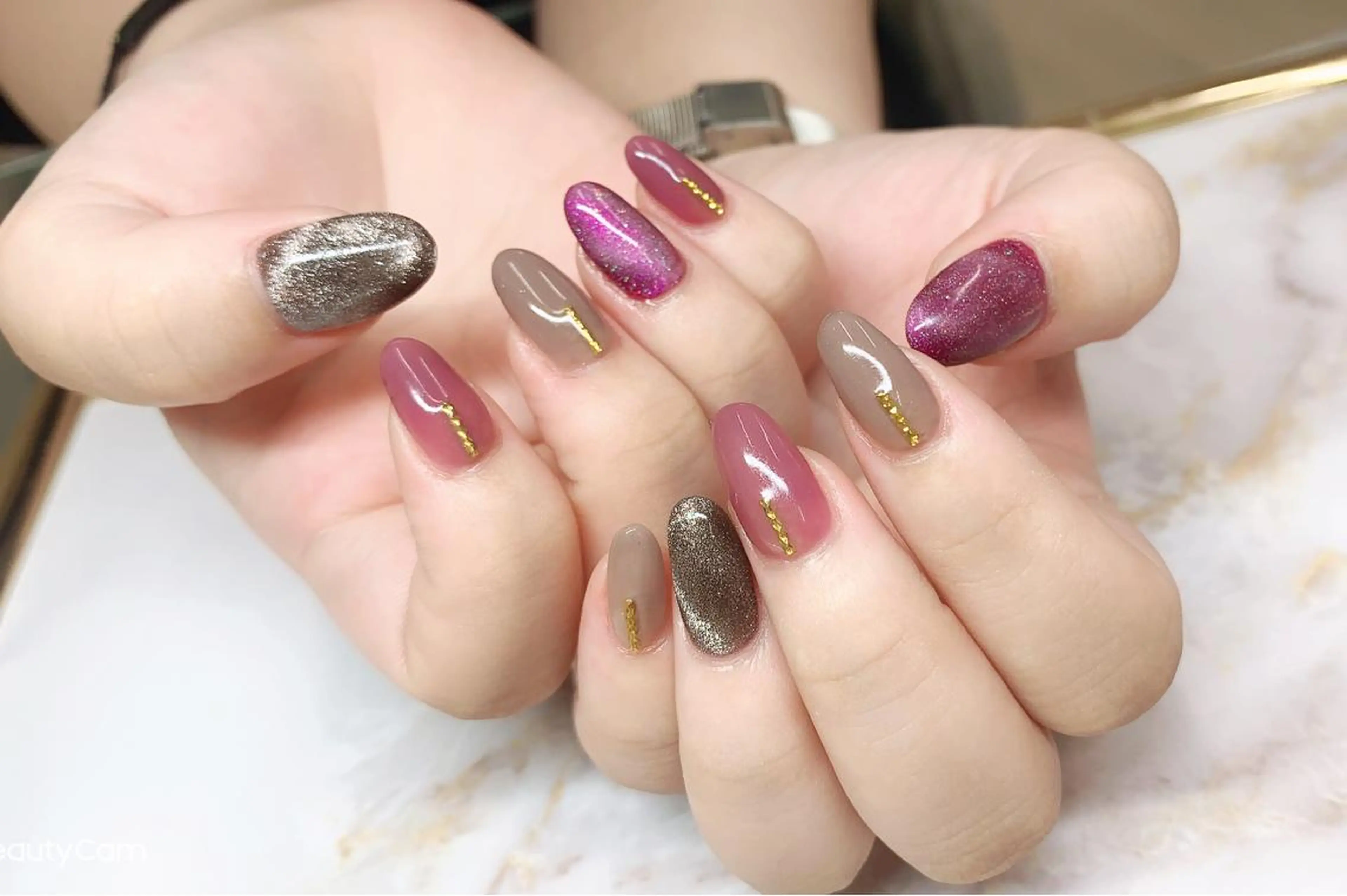 ネイル ジェルネイル ハードジェル ロングネイル マグネットネイル ニュアンスネイル Lilas Nailのネイルデザイン