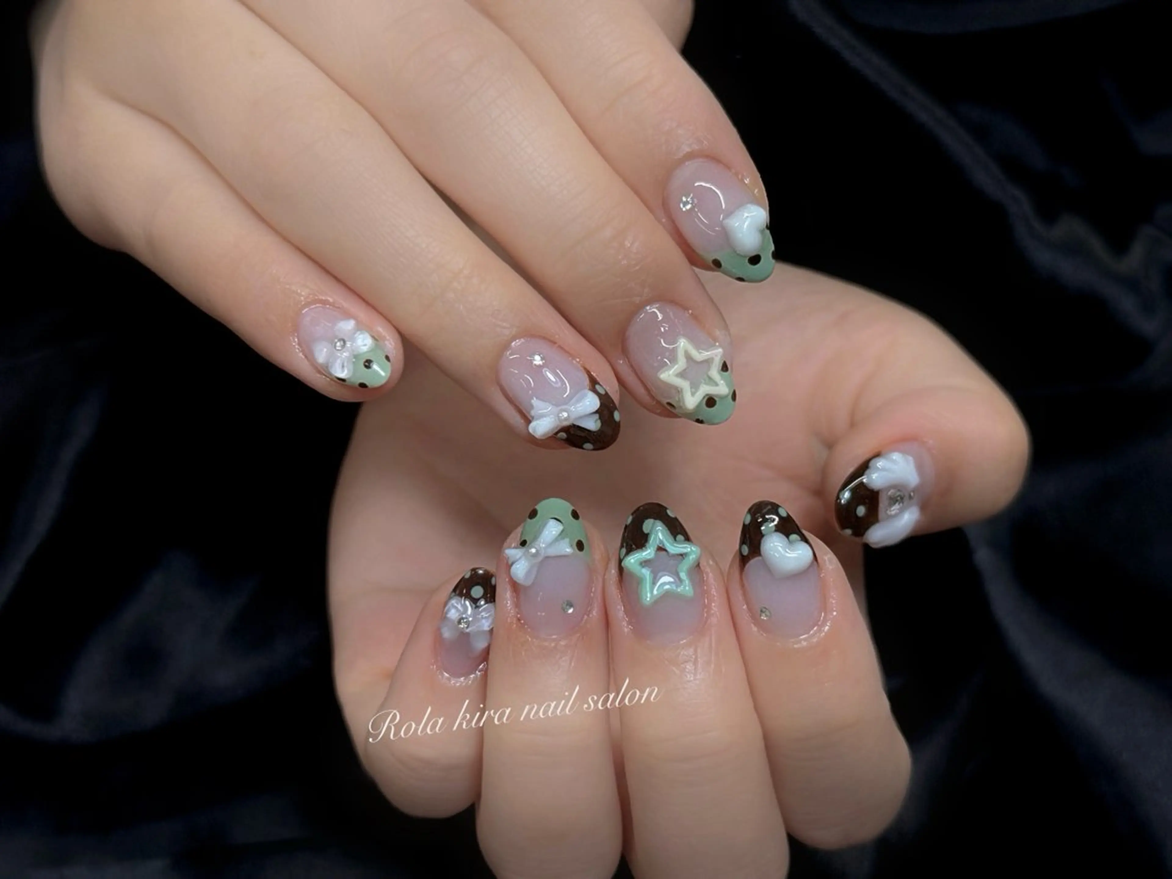 ネイル チークネイル 長さ出し フレンチネイル ジェルネイル 韓国ネイル ハンドネイル Rola kira 麗のネイルデザイン